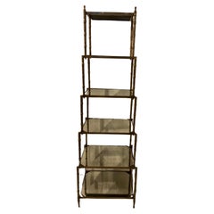 Brass Etagere With Antiqued Mirror Shelves
