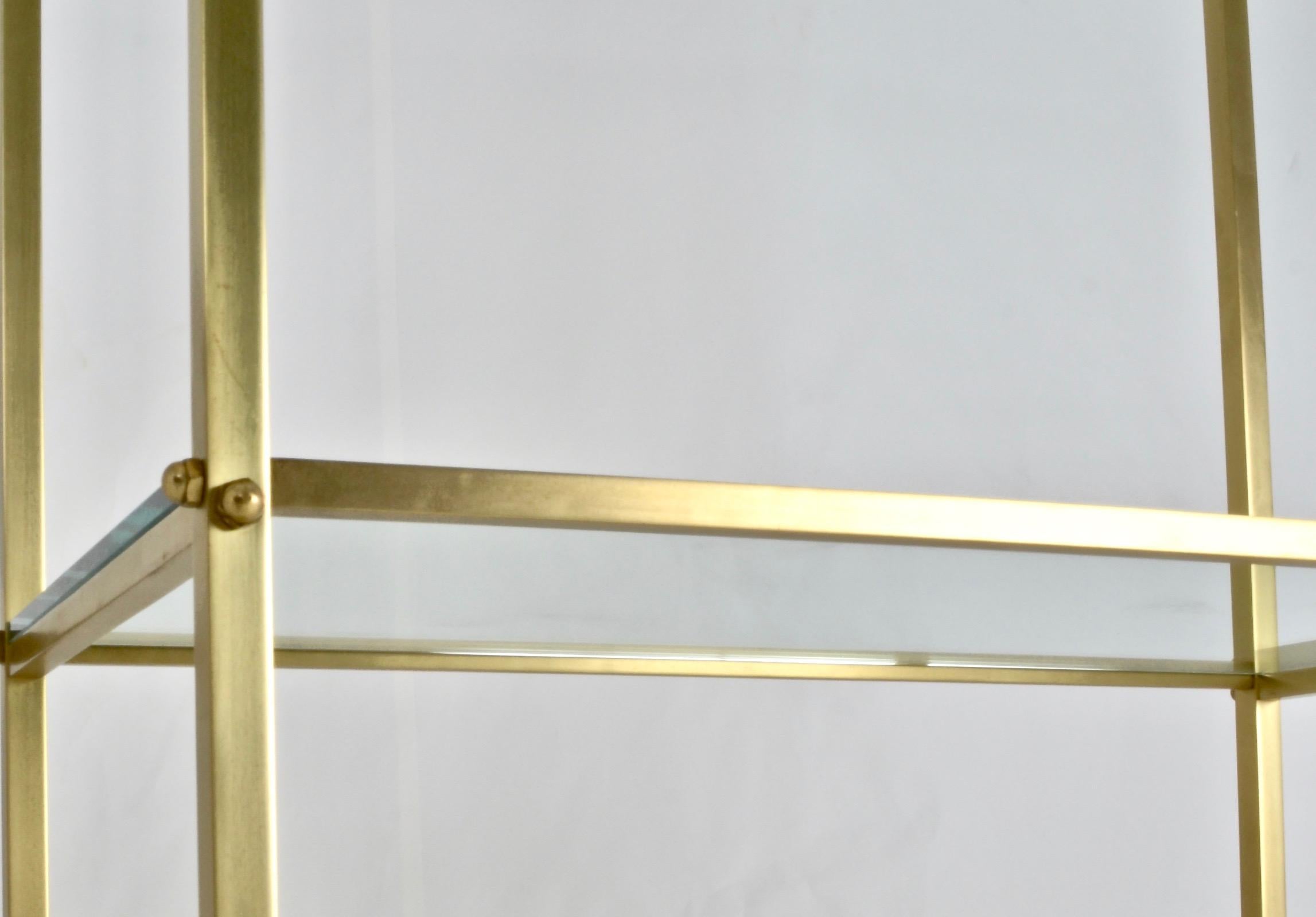 Brass Etagere with Glass Shelves, 1970s In Good Condition For Sale In Norwalk, CT