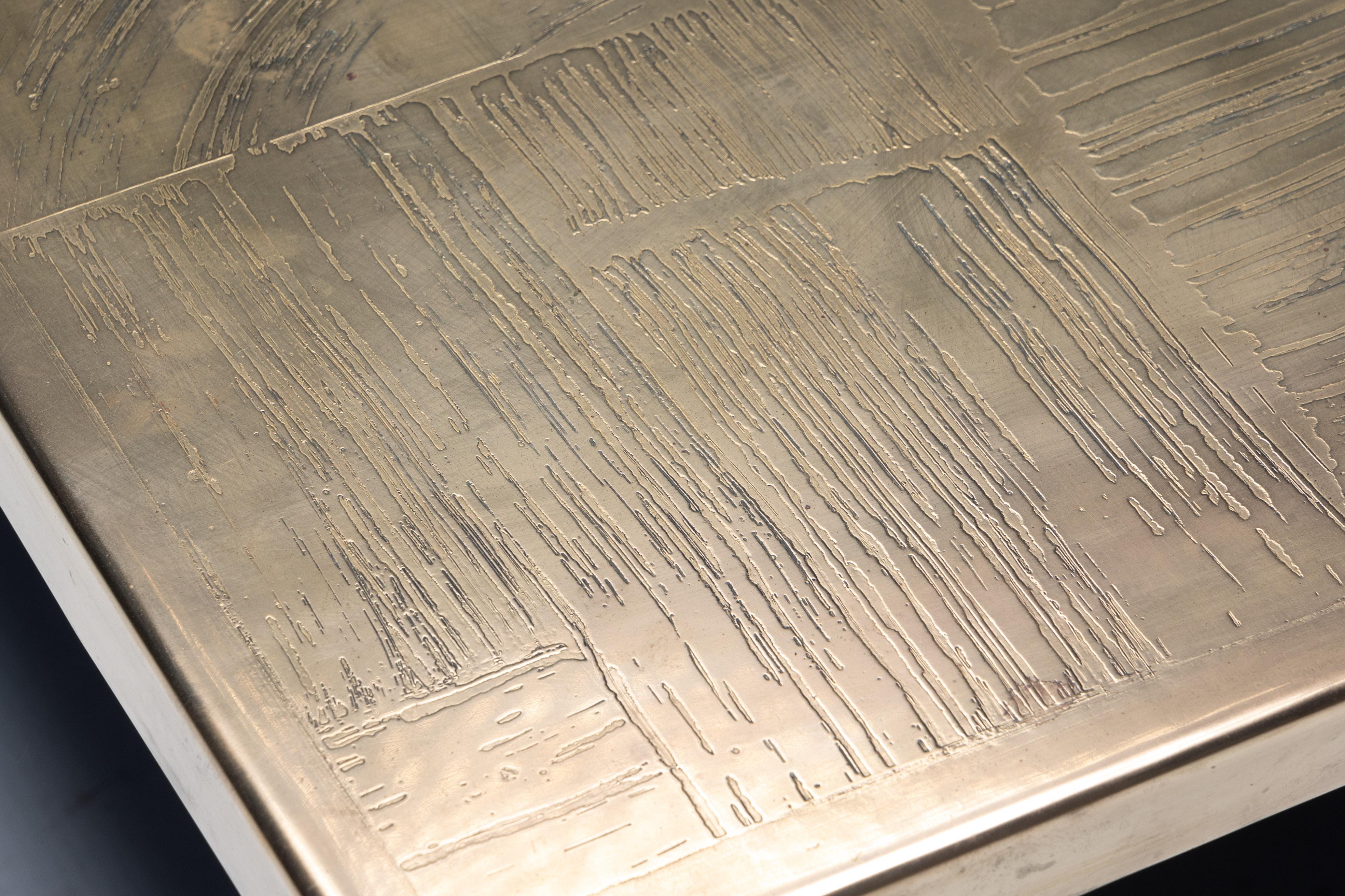 Table basse gravée en laiton de Christian Heckscher, Belgique, 1970 en vente 6