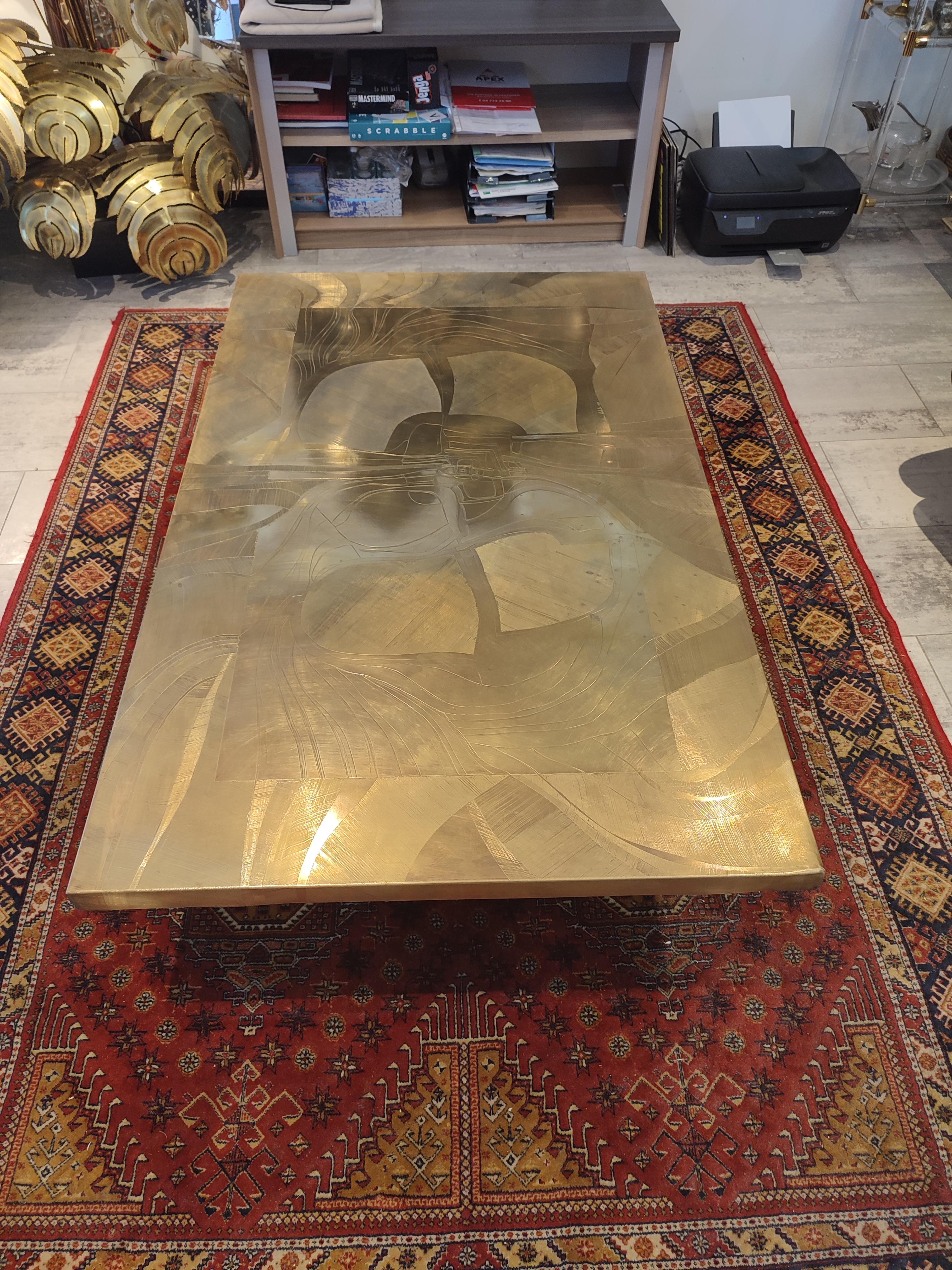 Belgian Brass Etched Coffee Table by Christian Krekels