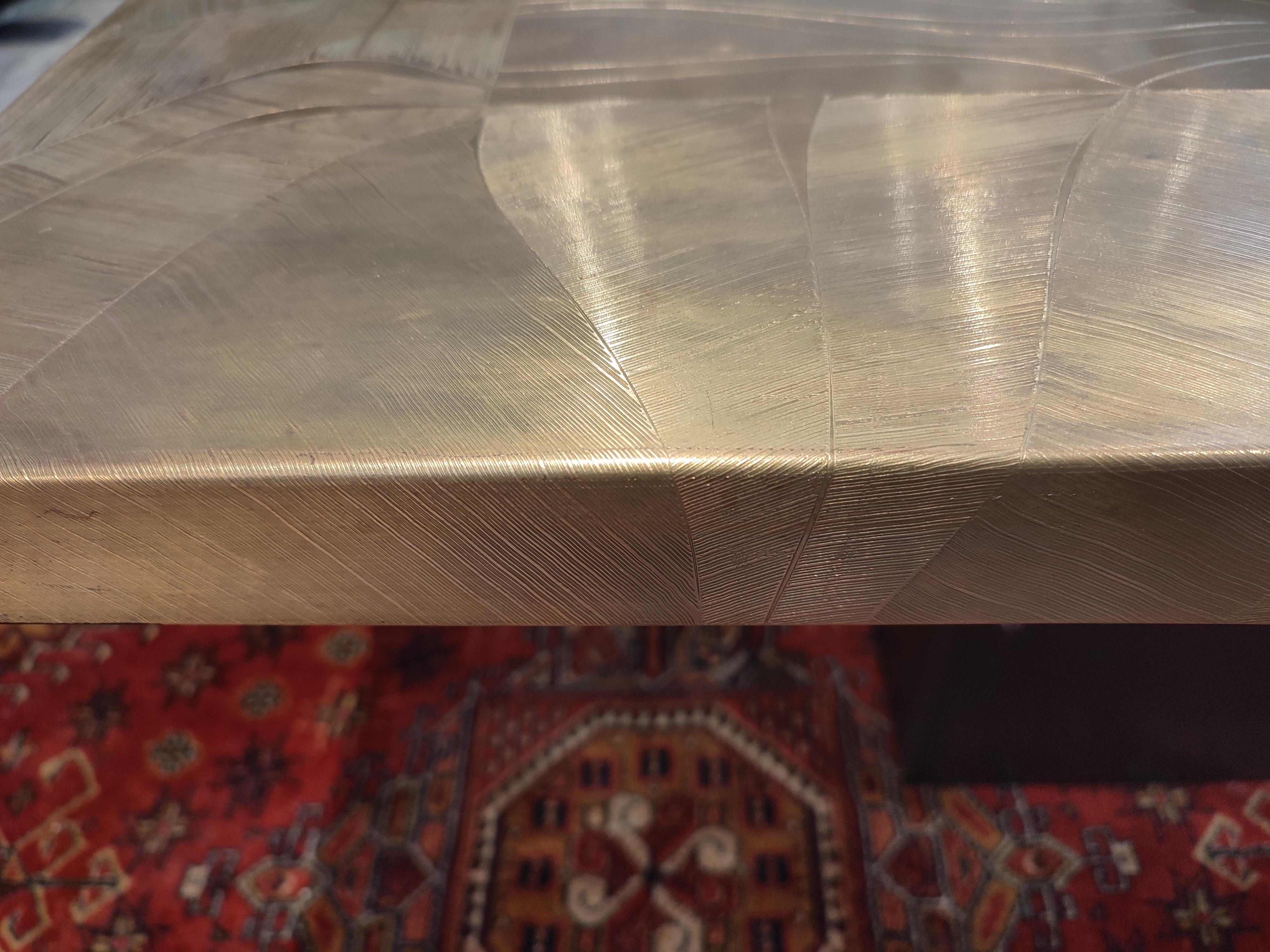 Brass Etched Coffee Table by Christian Krekels For Sale 1