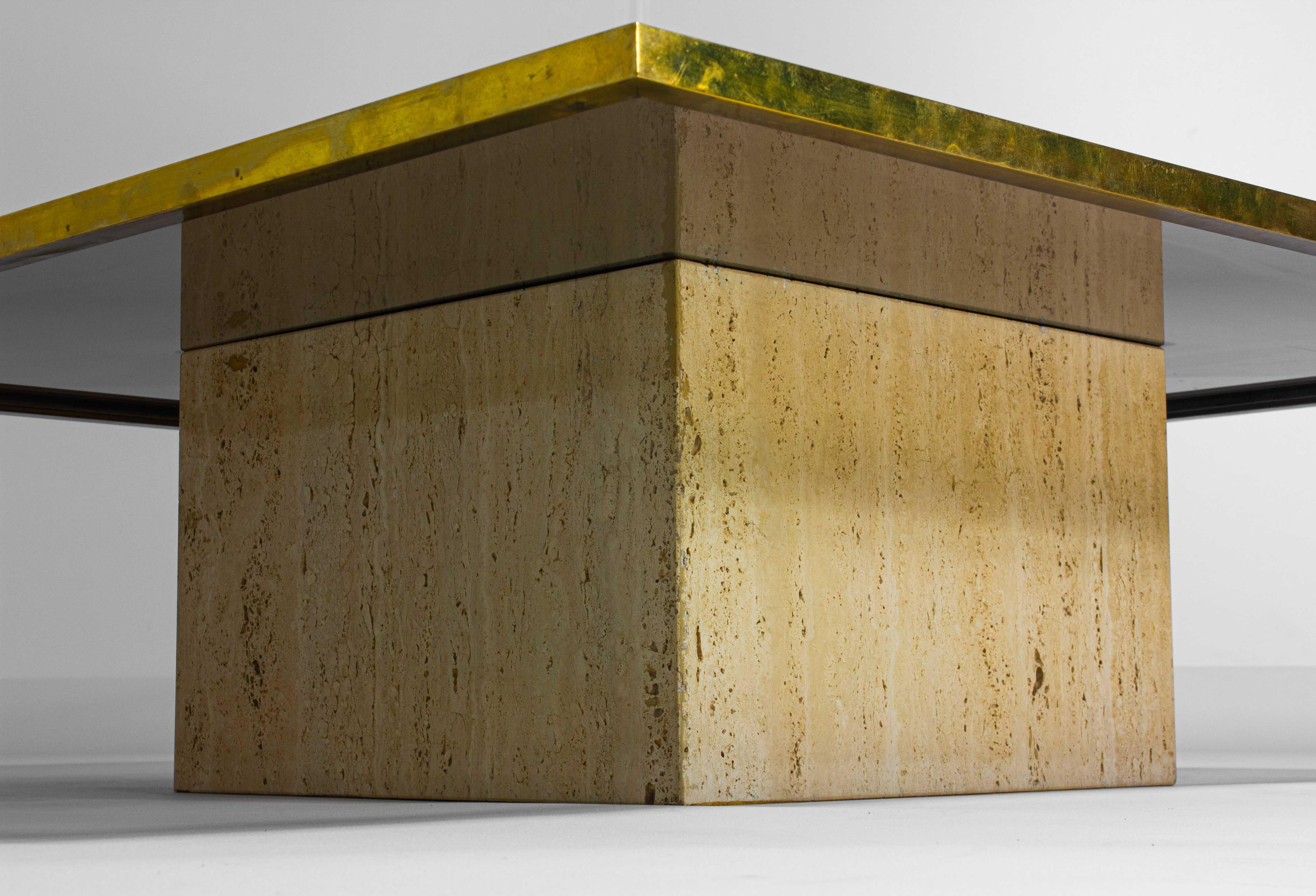 Belgian Brass etched coffee table by Roger Vanhevel, Belgium 1970s