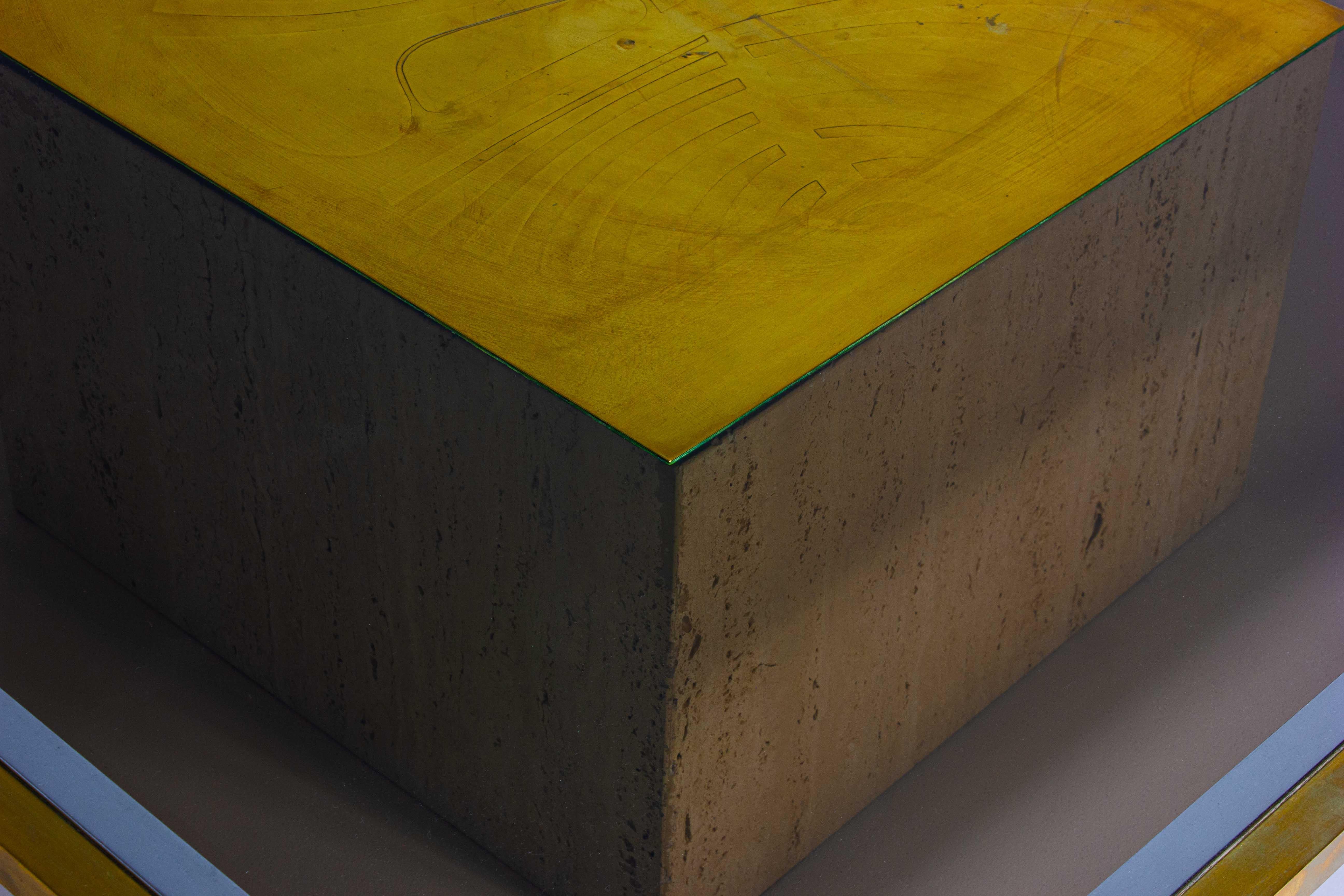 Late 20th Century Brass etched coffee table by Roger Vanhevel, Belgium 1970s