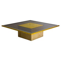 Brass etched coffee table by Roger Vanhevel, Belgium 1970s