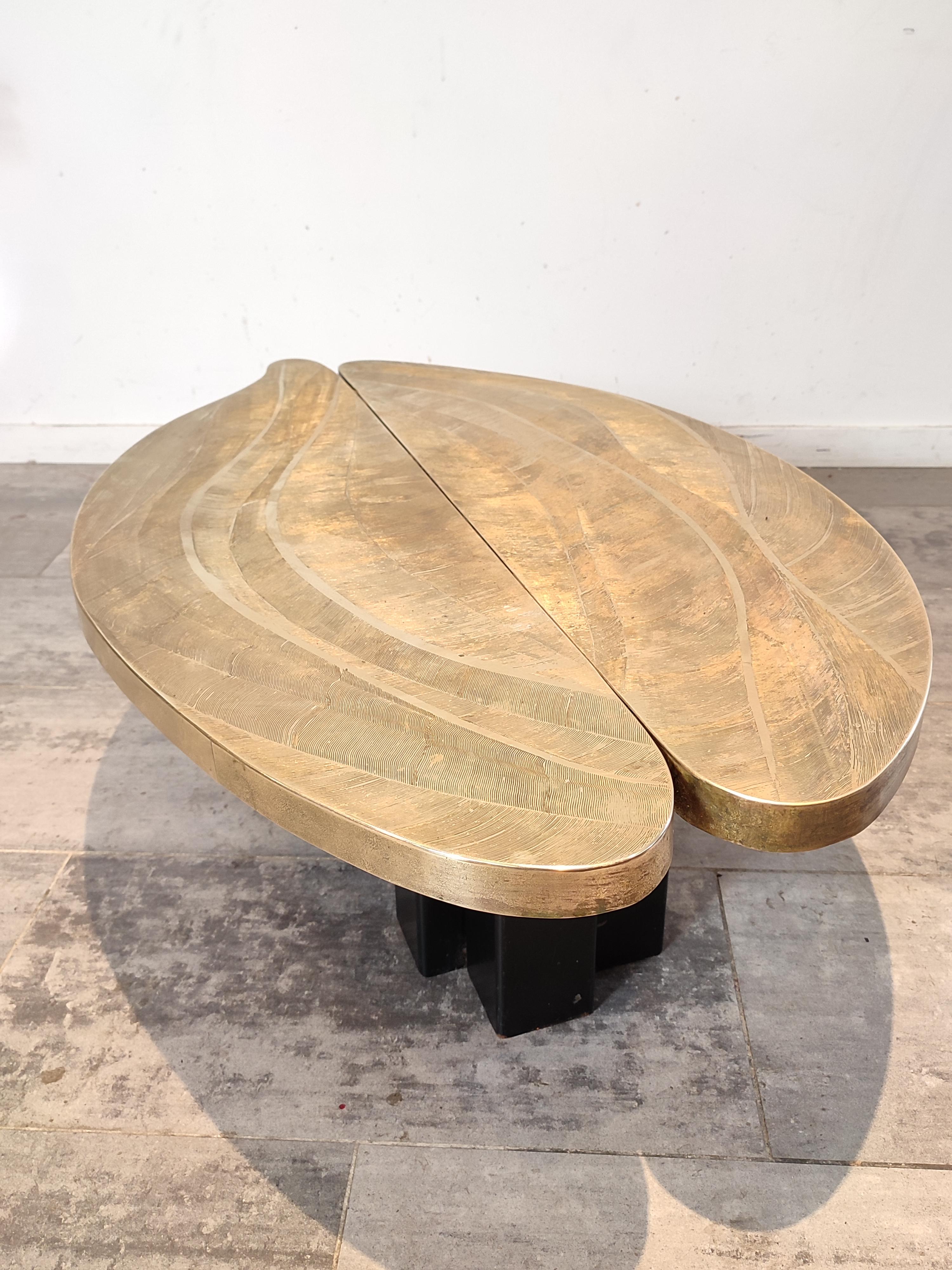 Late 20th Century Brass Etched Coffee Table For Sale