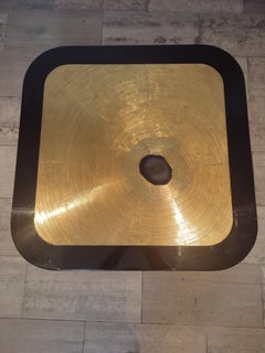 Brass Etched Coffee Table with Blue Agathe Stone