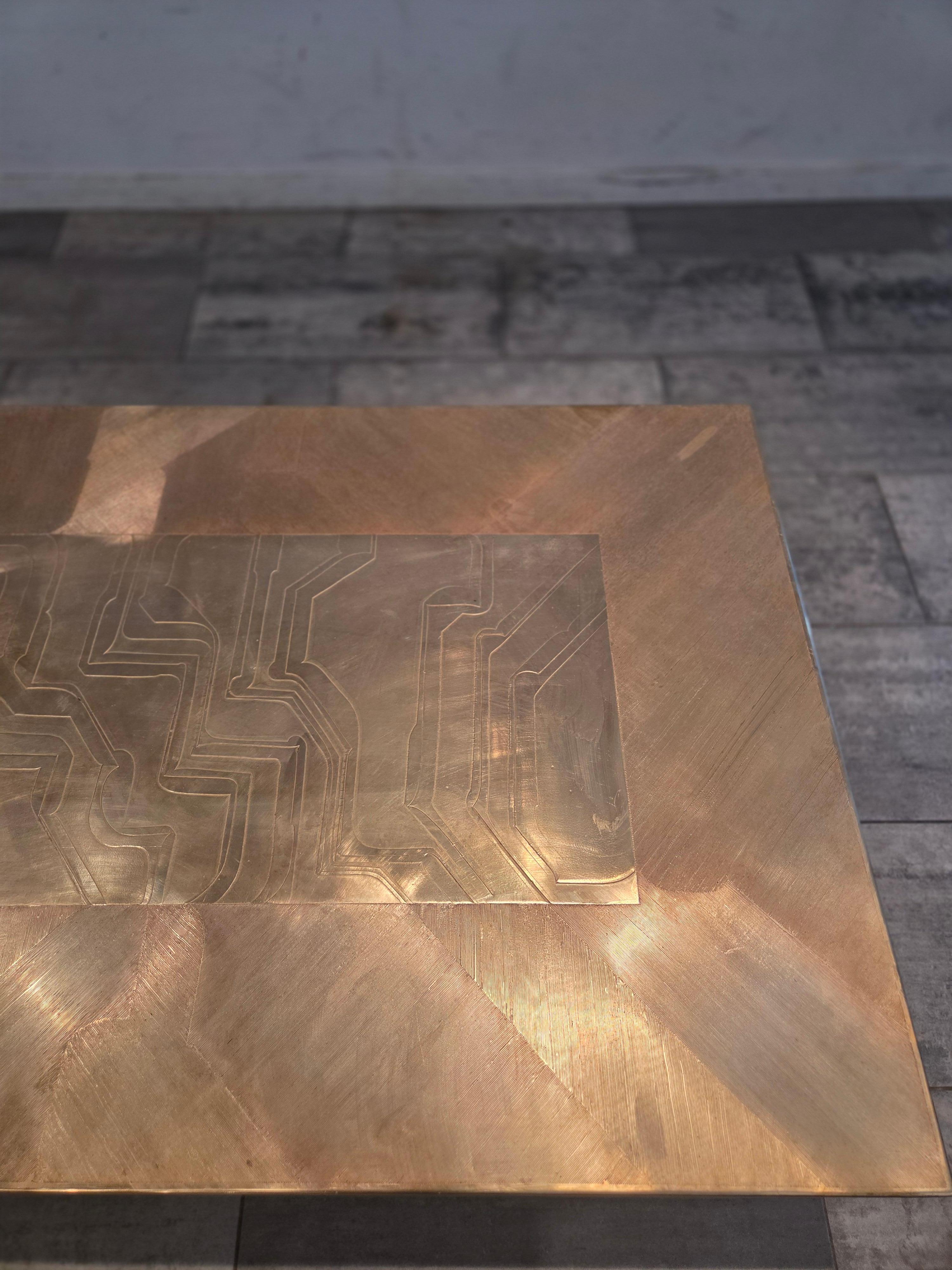 Mid-Century moderno Brass Etched Coffeetable by 