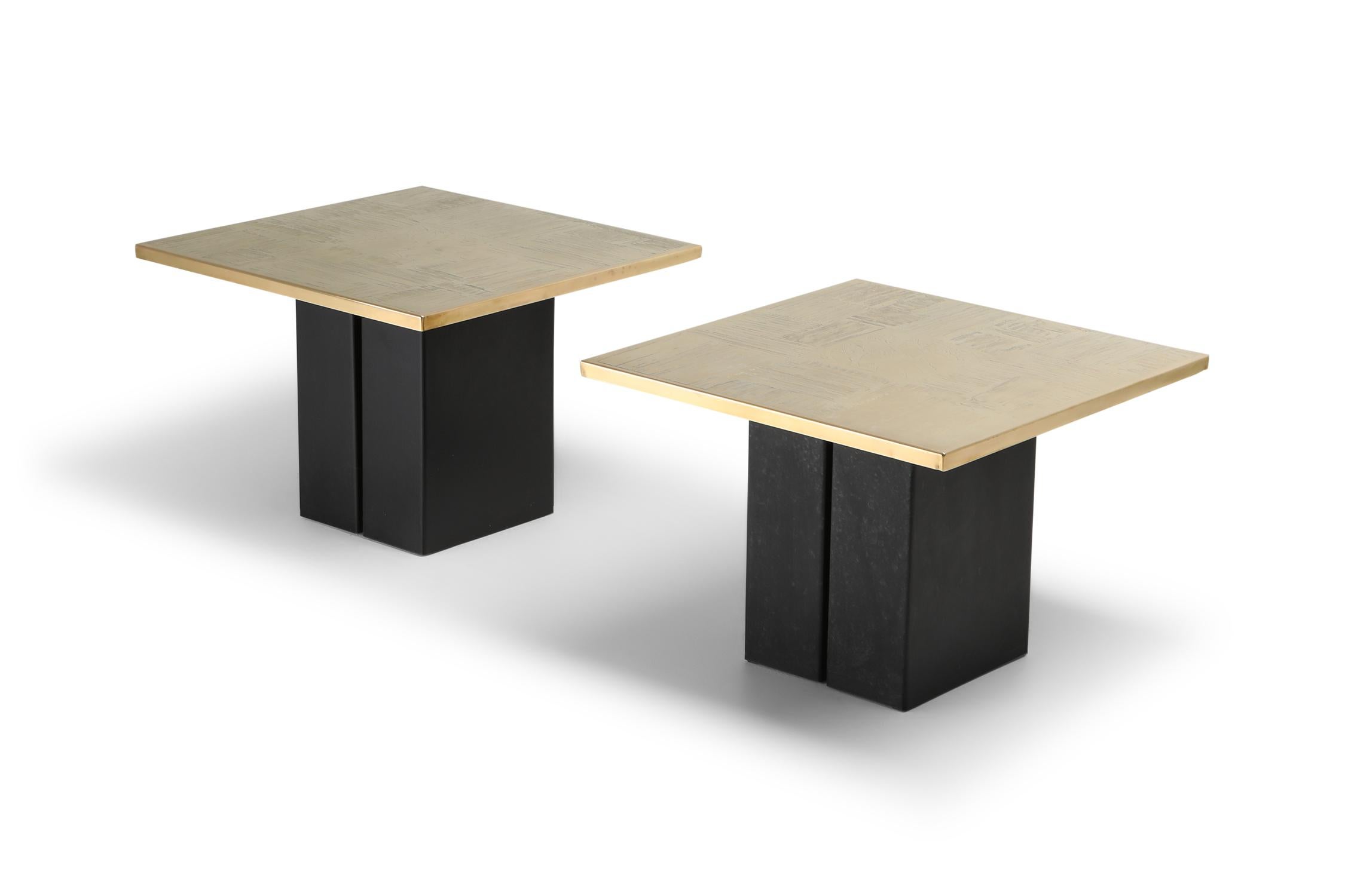 Brass Etched Fine-Art Furniture Coffee Table Set by Christian Heckscher 1