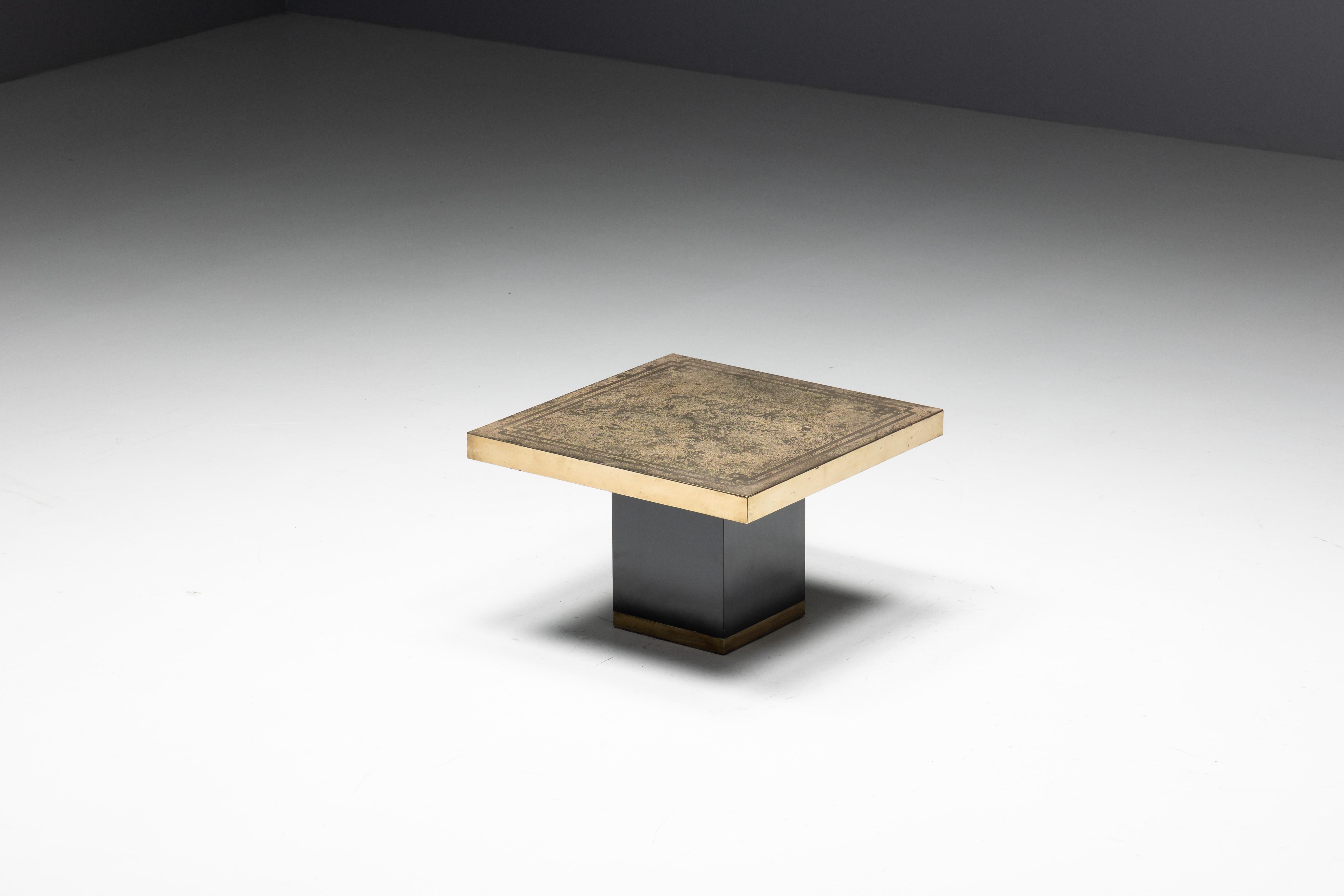 Tables d'appoint Hollywood Regency gravées en laiton par Georges Mathias, France, 1970 en vente 1