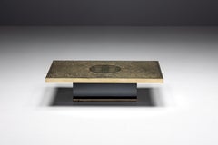 Tavolino Hollywood Regency in ottone acidato di Ricco D, Belgio, anni '70