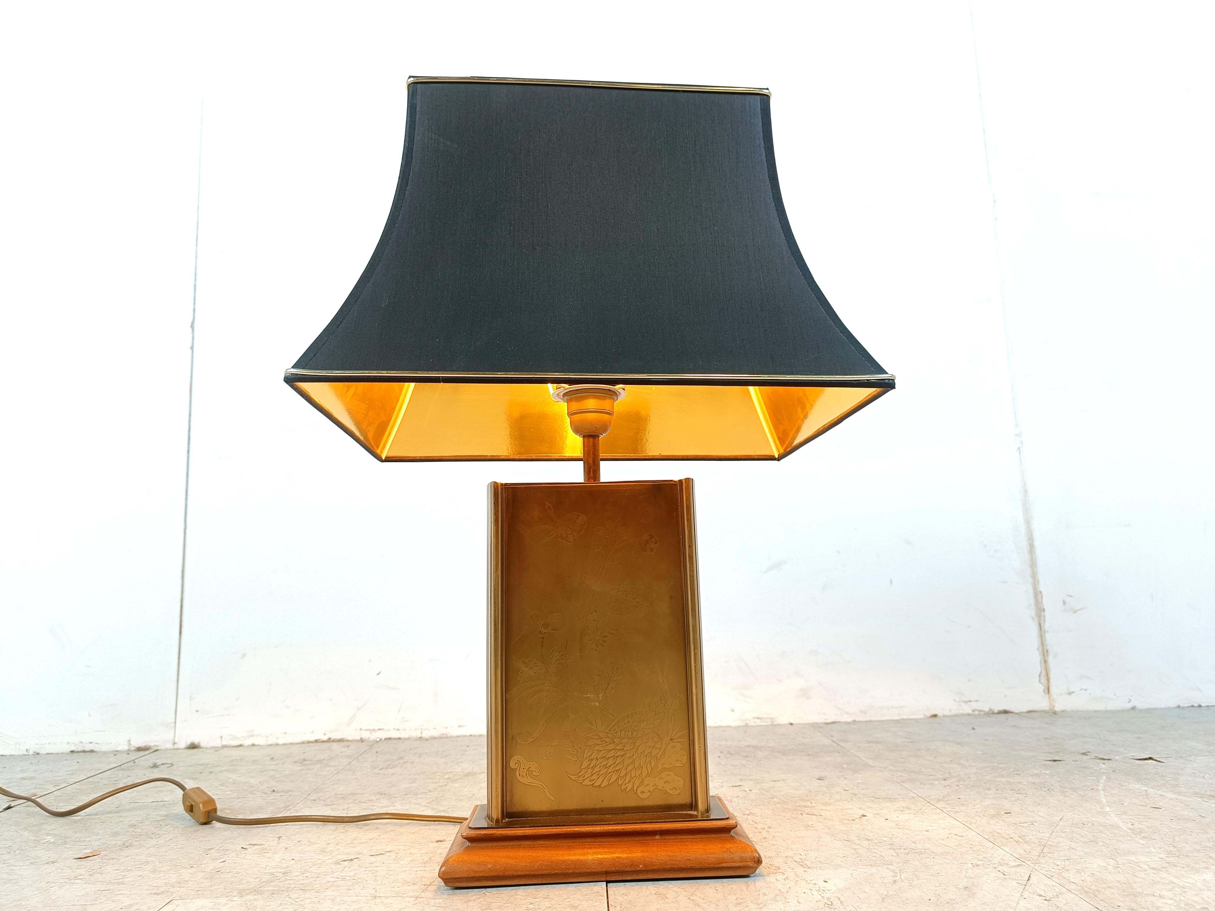 Brass etched table lamp, 1970s 2