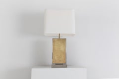 Roger Vanhevel Brass Etched Impressive Table Lamp, Post-modern, 1970s
