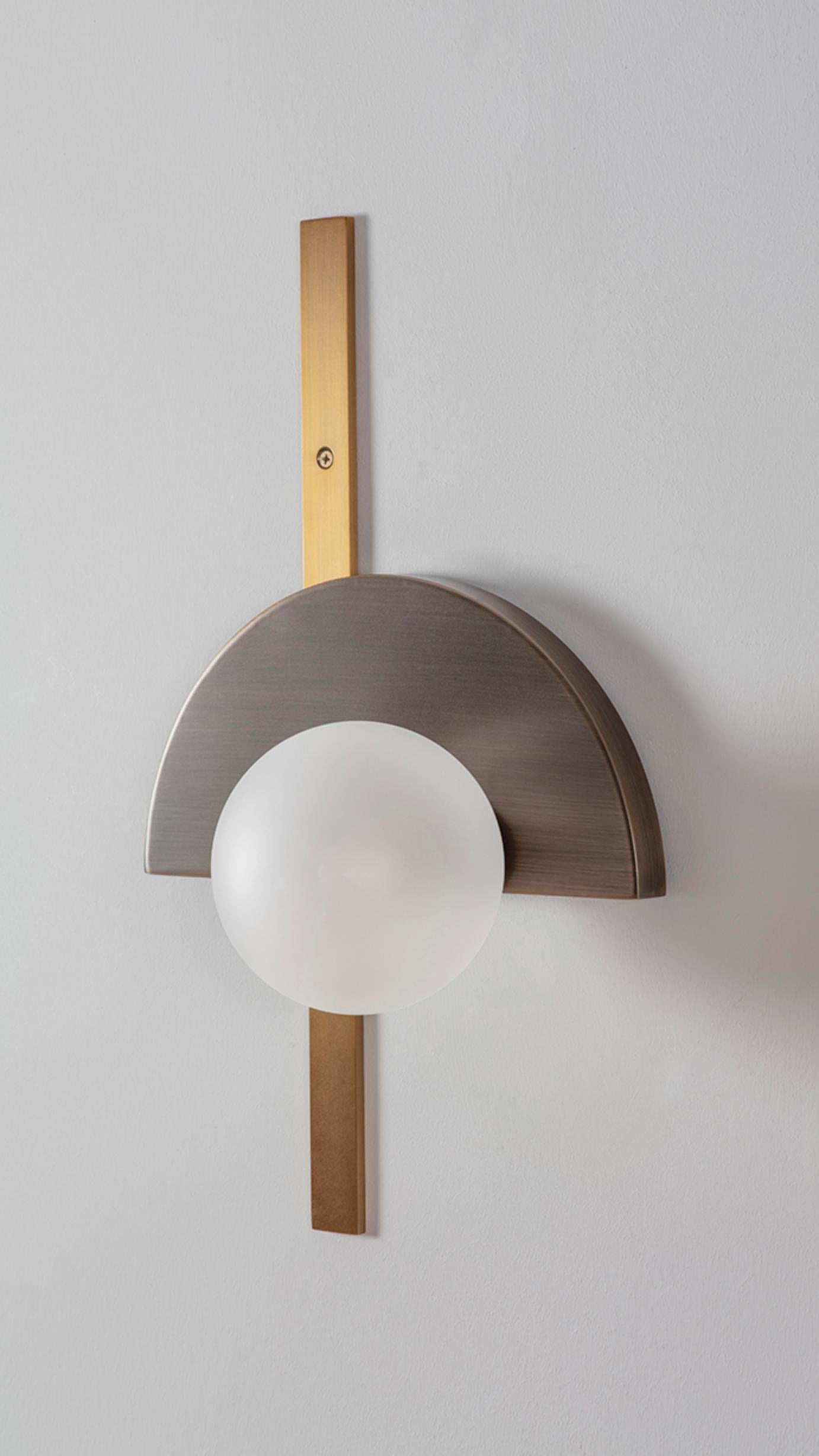 Modern Brass Exhibition Wall Light by Square in Circle For Sale