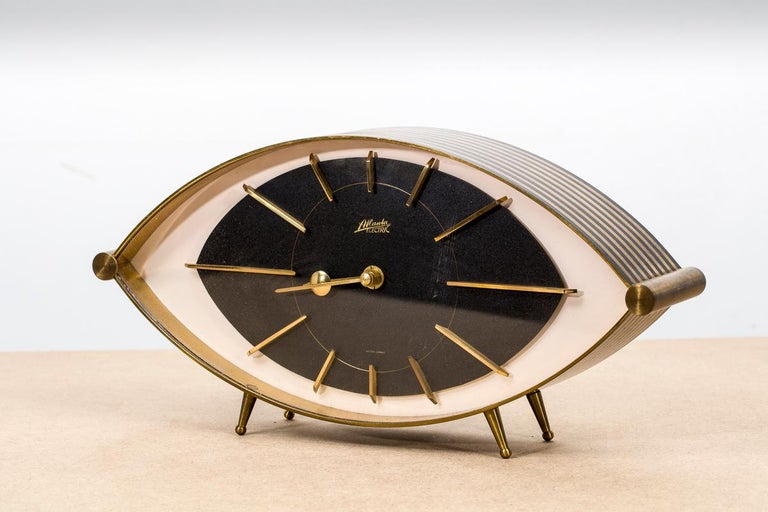 Brass Eye Table Clock "Atlanta" Junghans, 1960s, Germany at 1stDibs