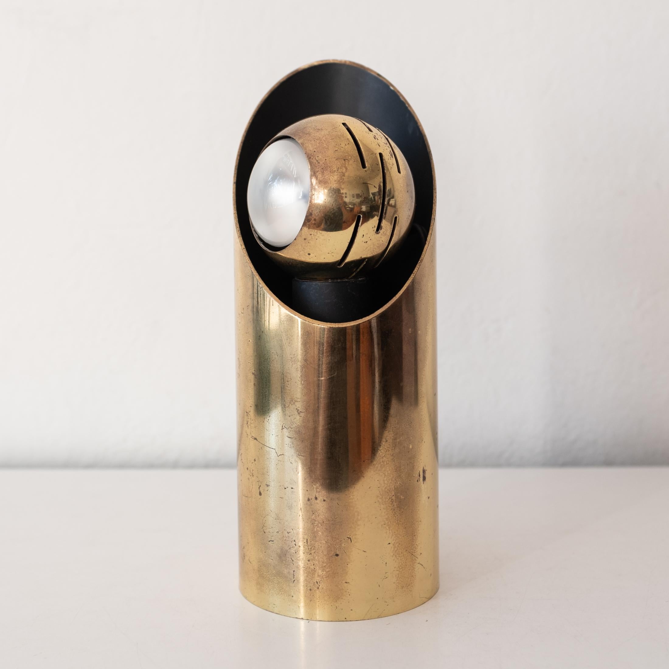 Italian Brass Eyeball Table Spotlight Lamp by Angelo Lelli for Arredoluce For Sale