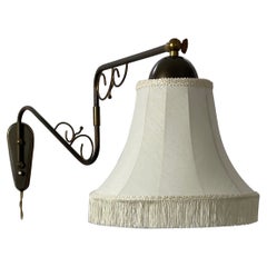 Brass & Fabric Articulating Wall Light, Sweden 1940s