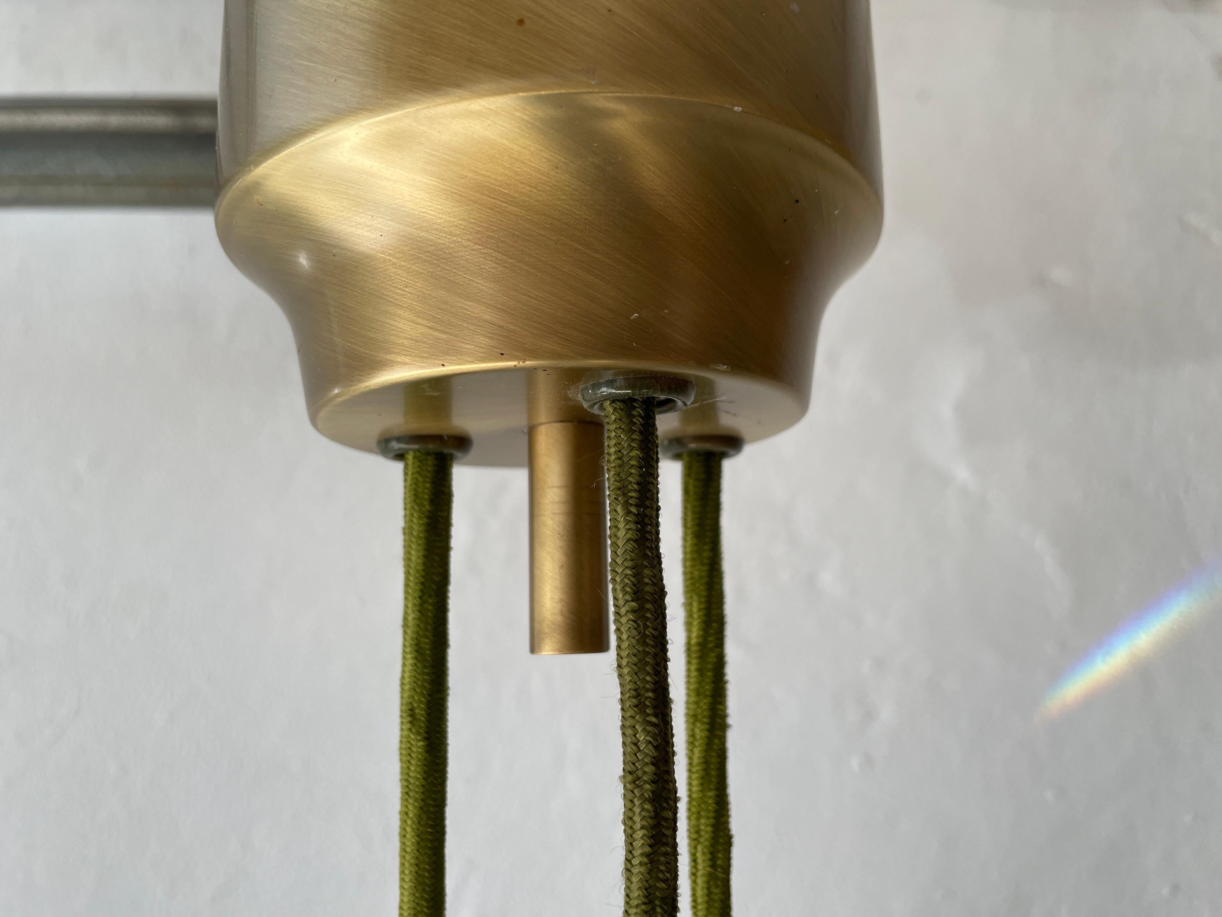 Brass & Fabric Shade Counterweight Pendant Lamp by Wkr, 1970s, Germany 4