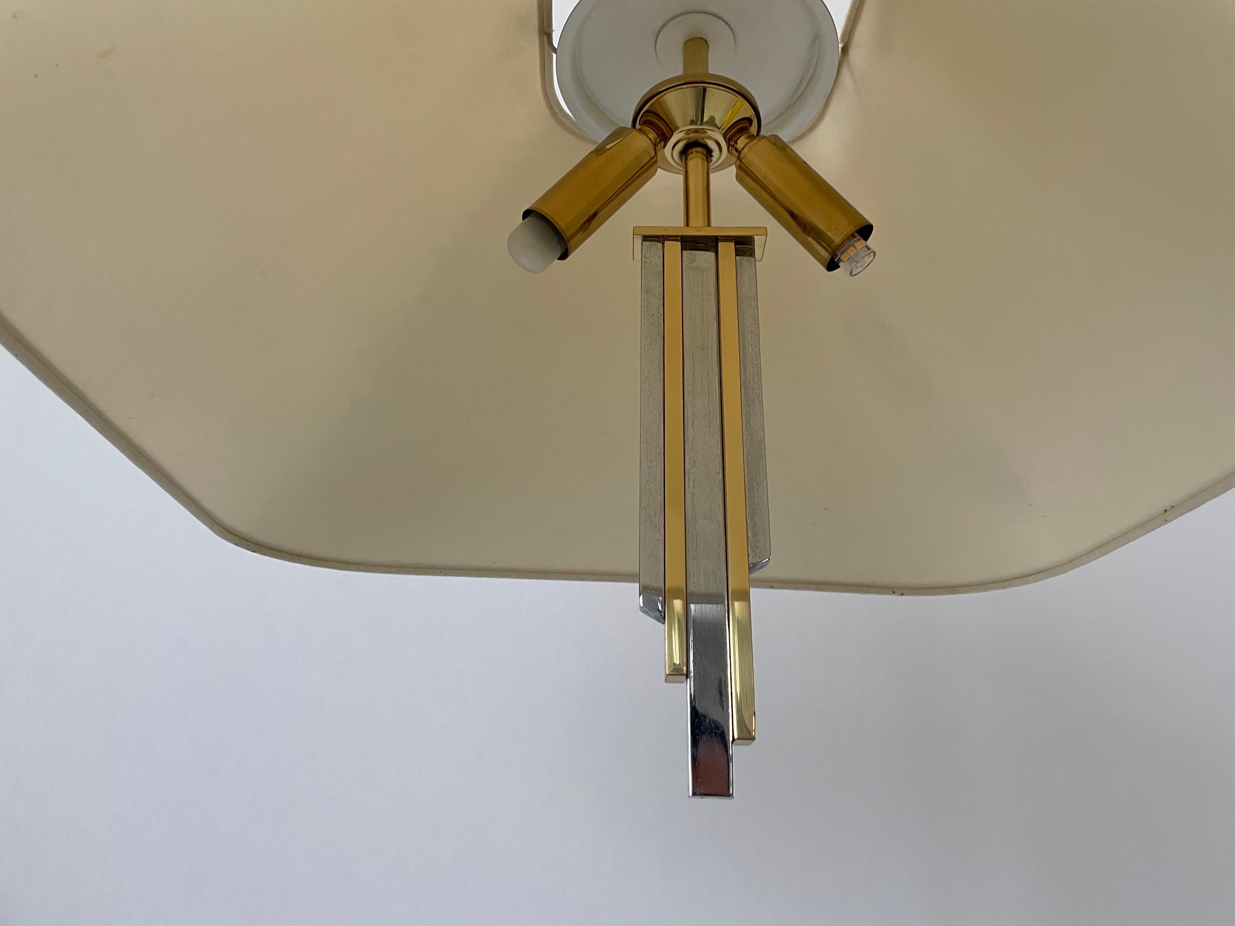 Lampada a sospensione con paralume in ottone e tessuto di Schulz-Adam Leuchten, anni '80, Germania in vendita 3