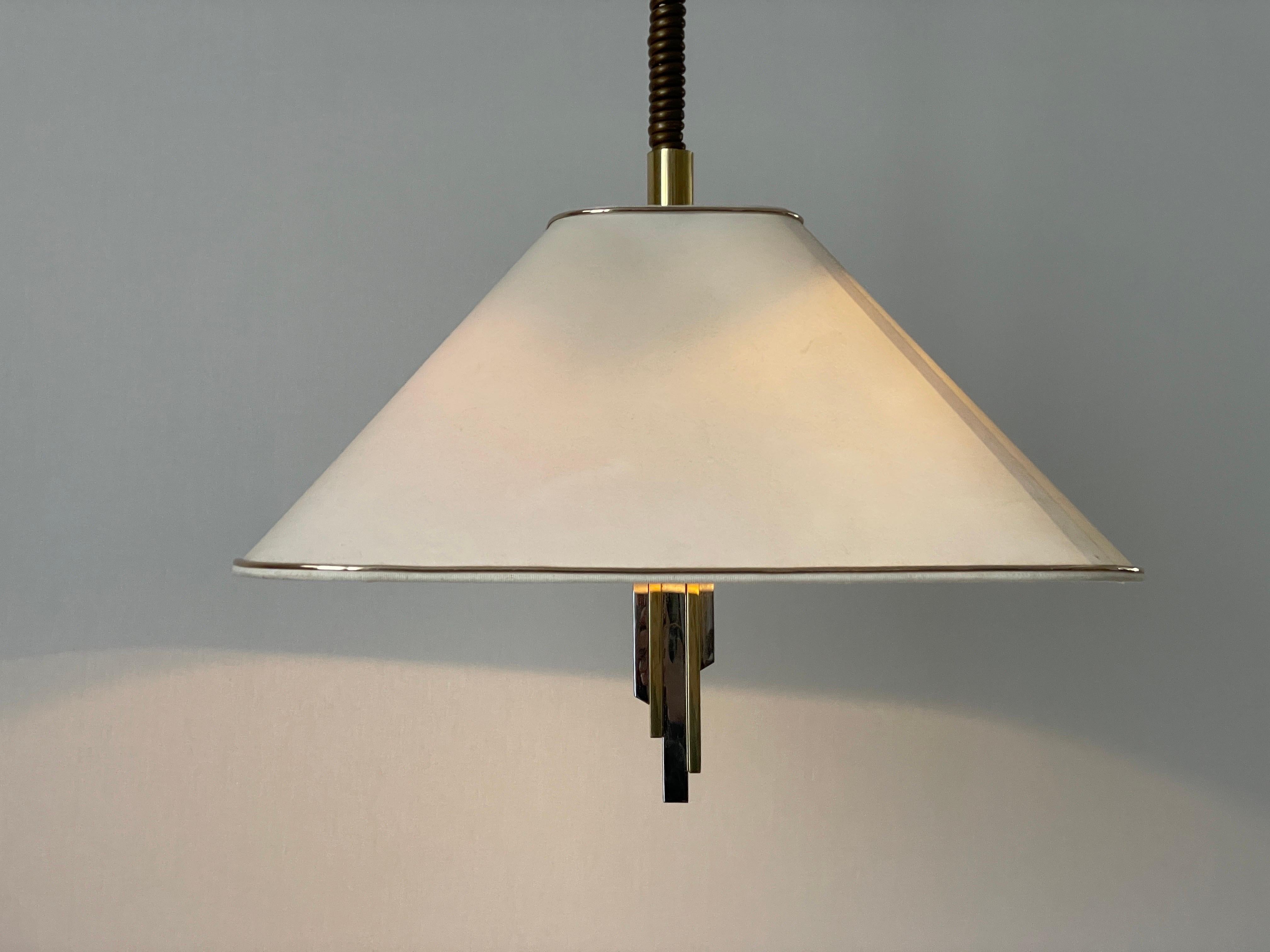 Lampada a sospensione con paralume in ottone e tessuto di Schulz-Adam Leuchten, anni '80, Germania in vendita 6