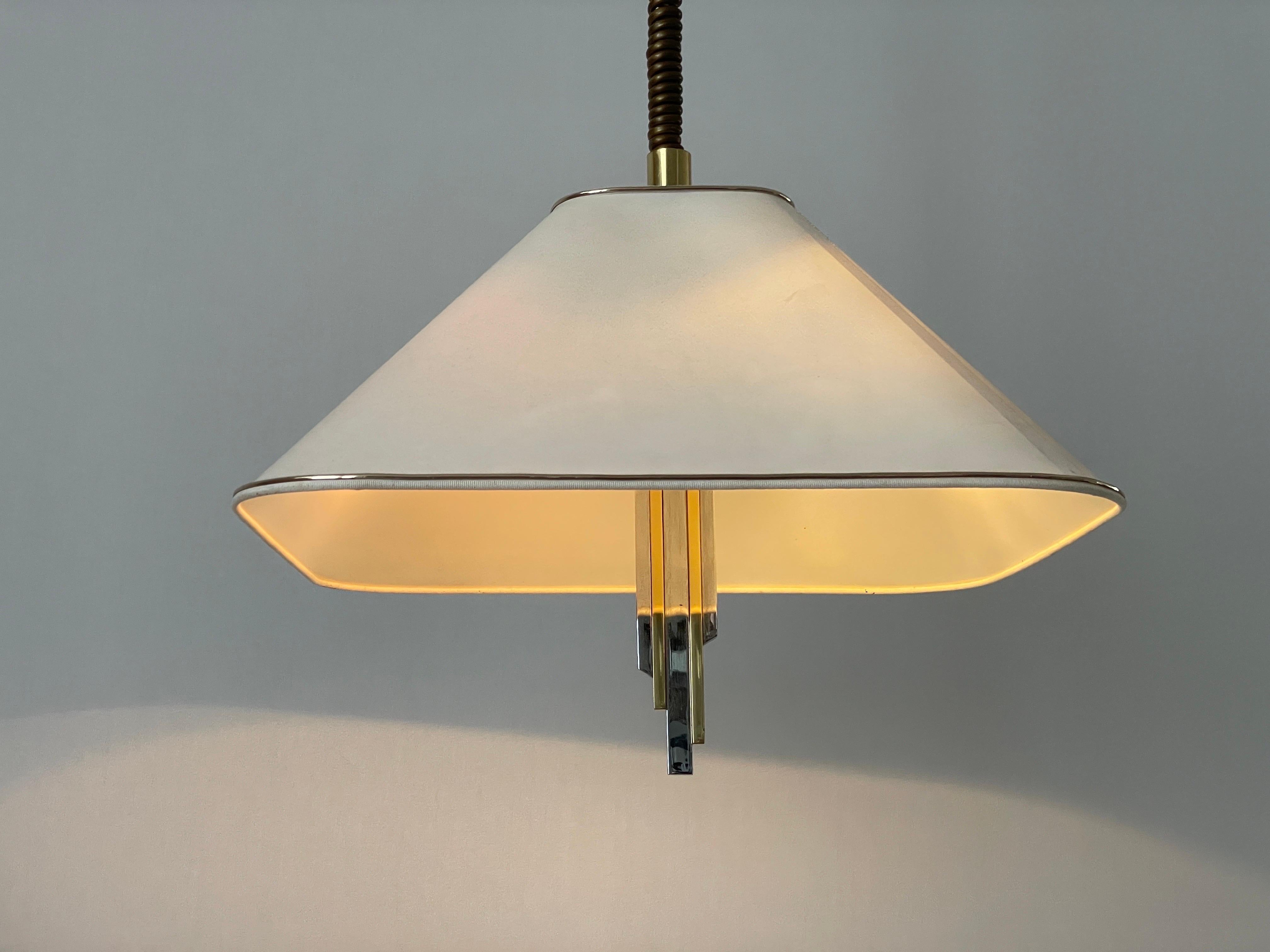 Lampada a sospensione con paralume in ottone e tessuto di Schulz-Adam Leuchten, anni '80, Germania in vendita 8