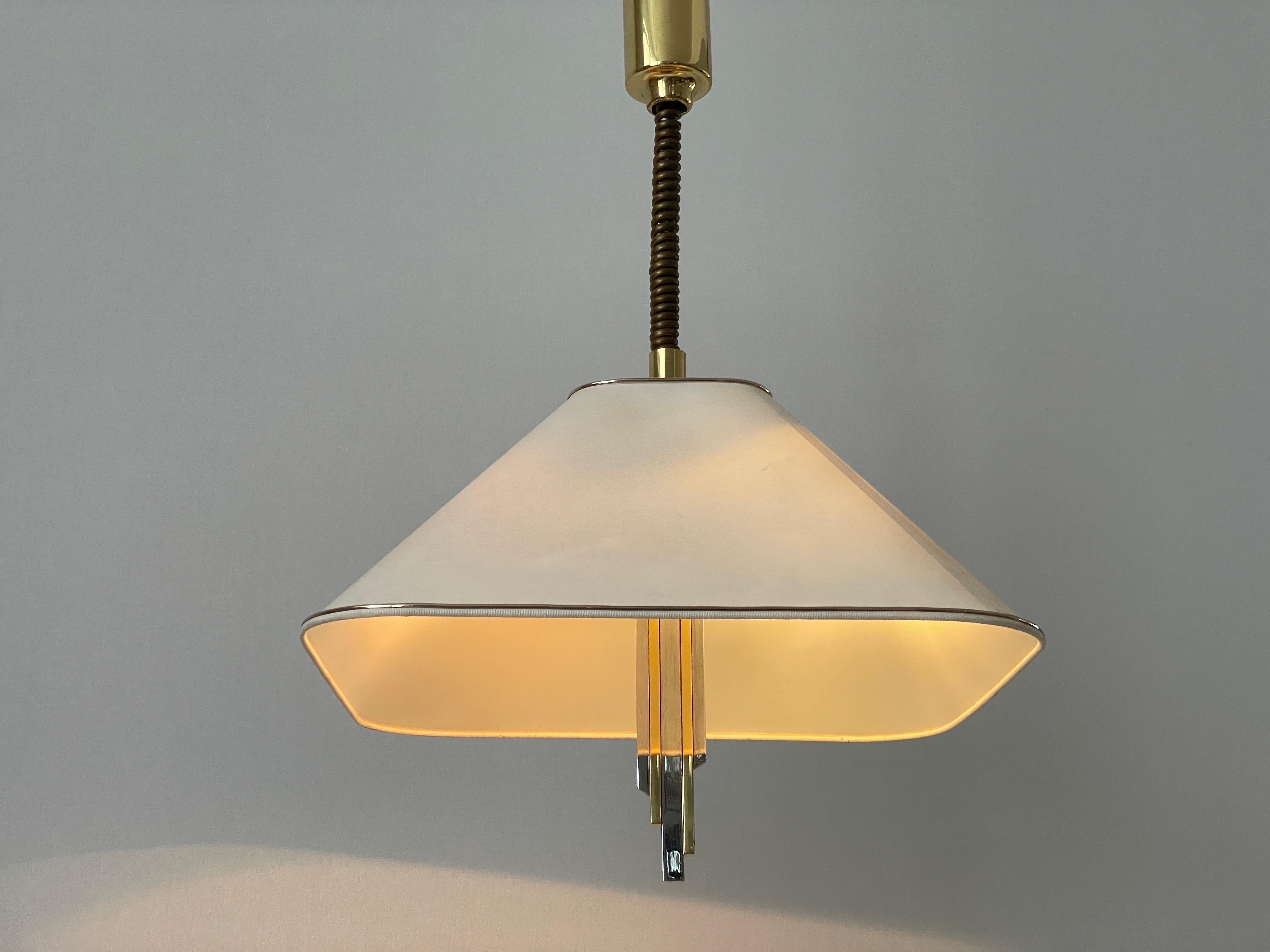 Lampada a sospensione con paralume in ottone e tessuto di Schulz-Adam Leuchten, anni '80, Germania in vendita 9