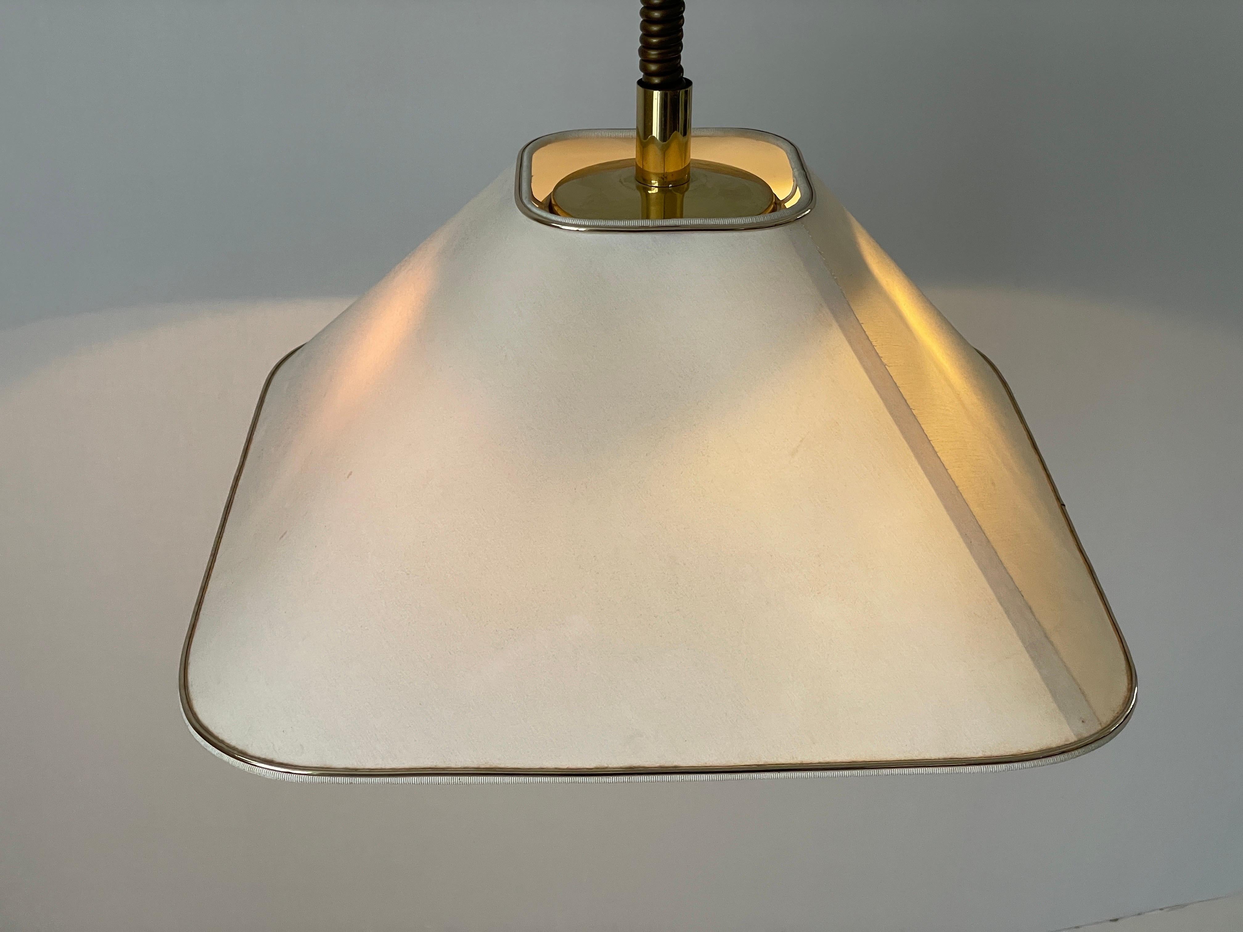 Lampada a sospensione con paralume in ottone e tessuto di Schulz-Adam Leuchten, anni '80, Germania in vendita 10