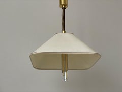 Brass & Fabric Shade Pendant Lamp by Schulz-Adam Leuchten, 1980s, Germany
