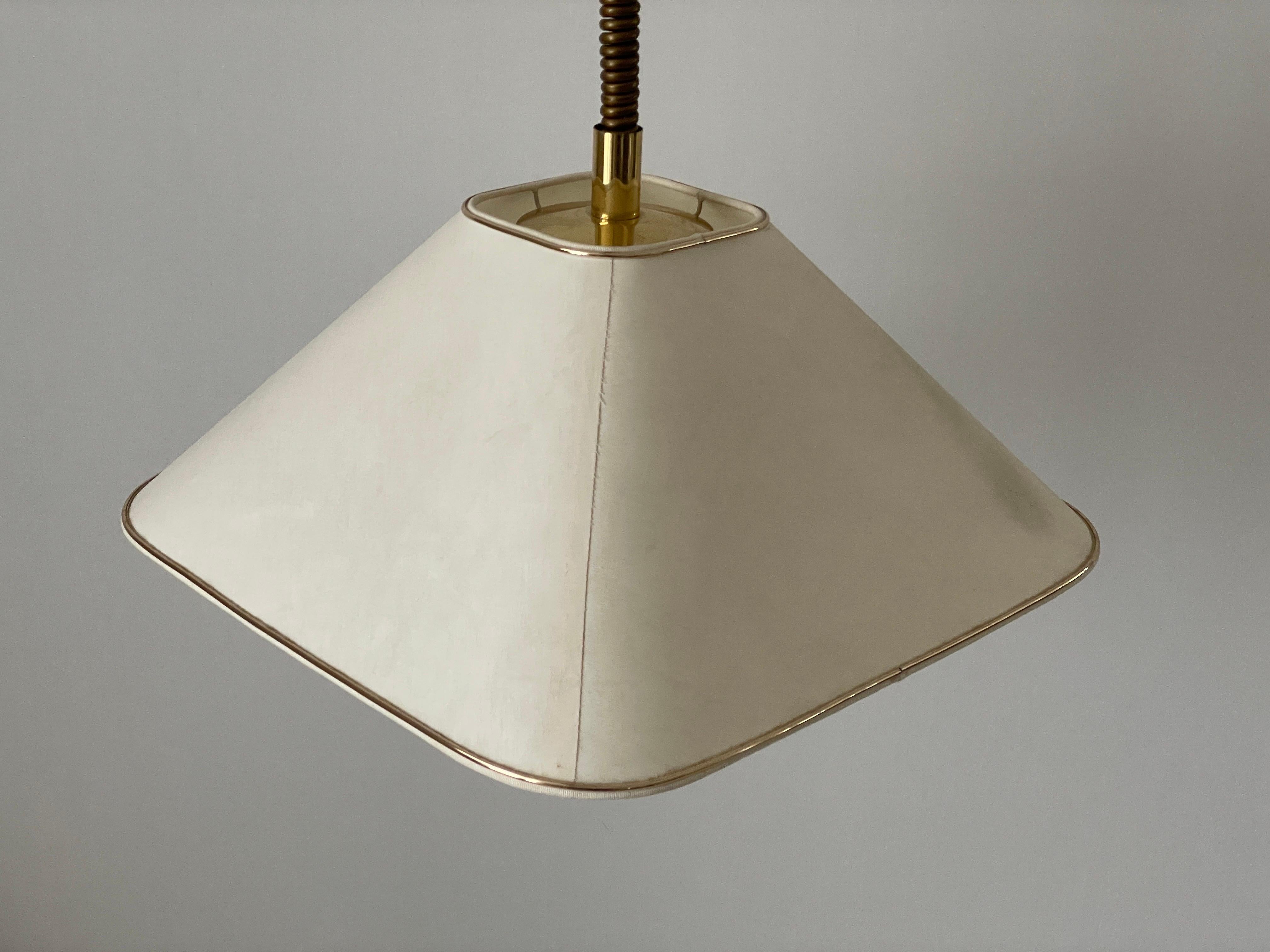 Lampada a sospensione con paralume in ottone e tessuto di Schulz-Adam Leuchten, anni '80, Germania in vendita 2