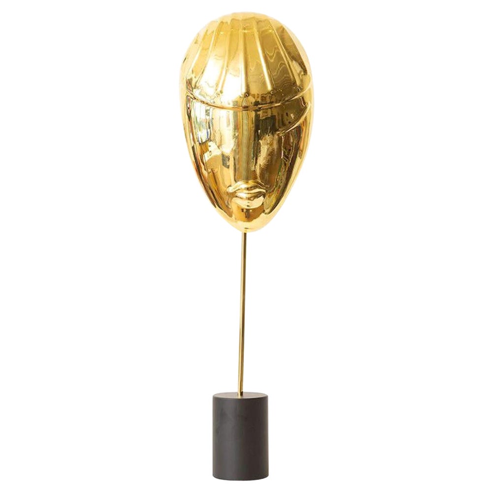 Messing Gesichtsmaske Skulptur Hagenauer Stil Schwarz Stand Vintage