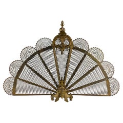 Antique Brass Fan Fire Screen, 19th Century, Napoleon III Period.