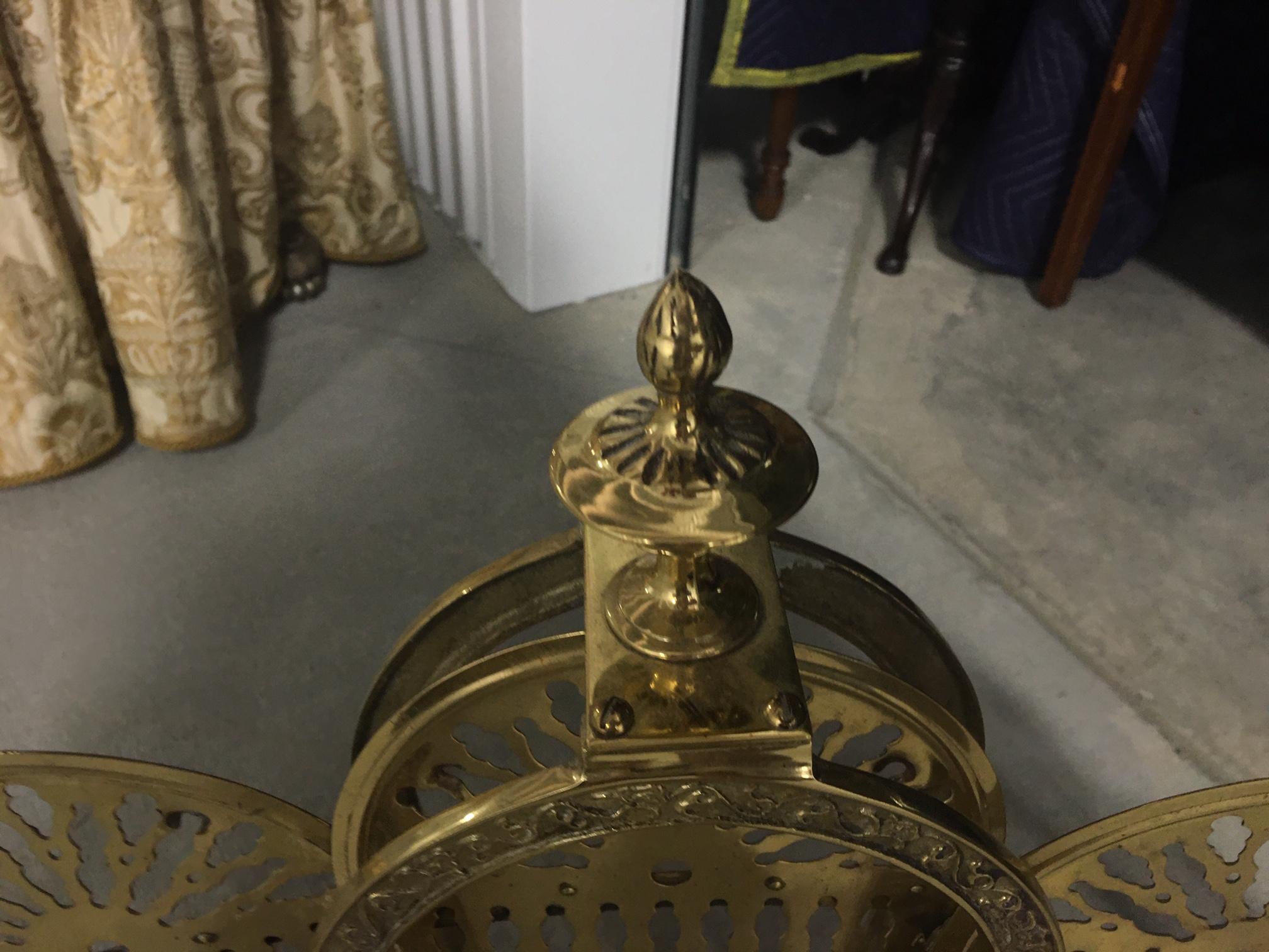 Brass Fan Screen with a Decorative Finial, 19th Century 2