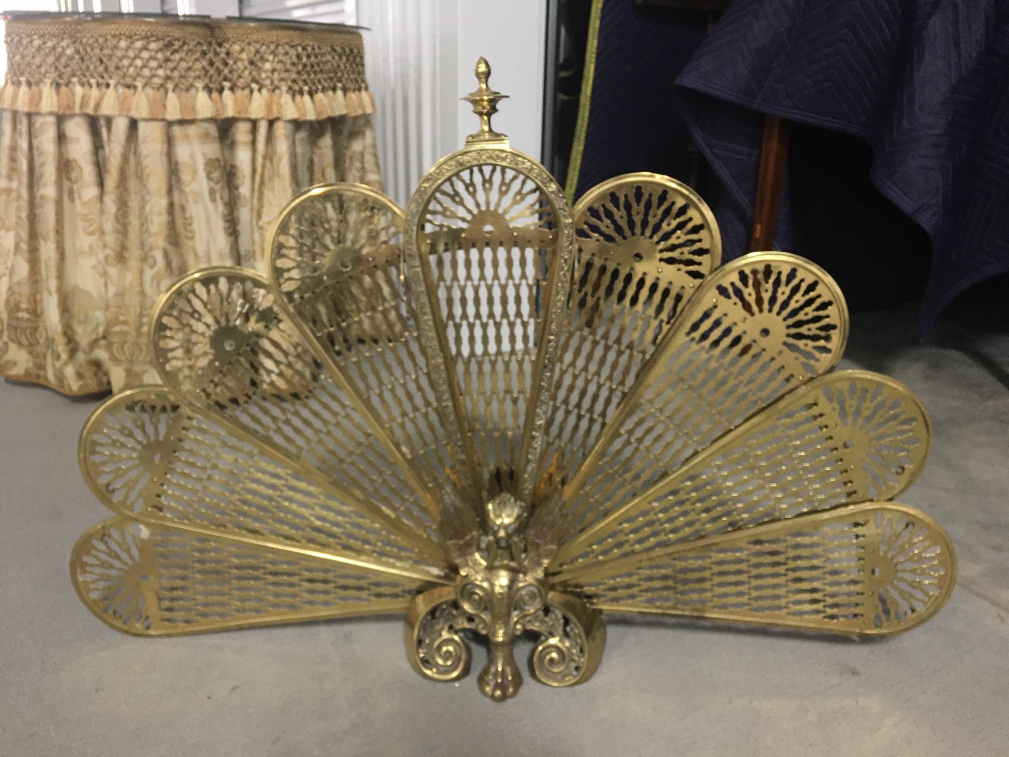 Brass Fan Screen with a Decorative Finial, 19th Century 3