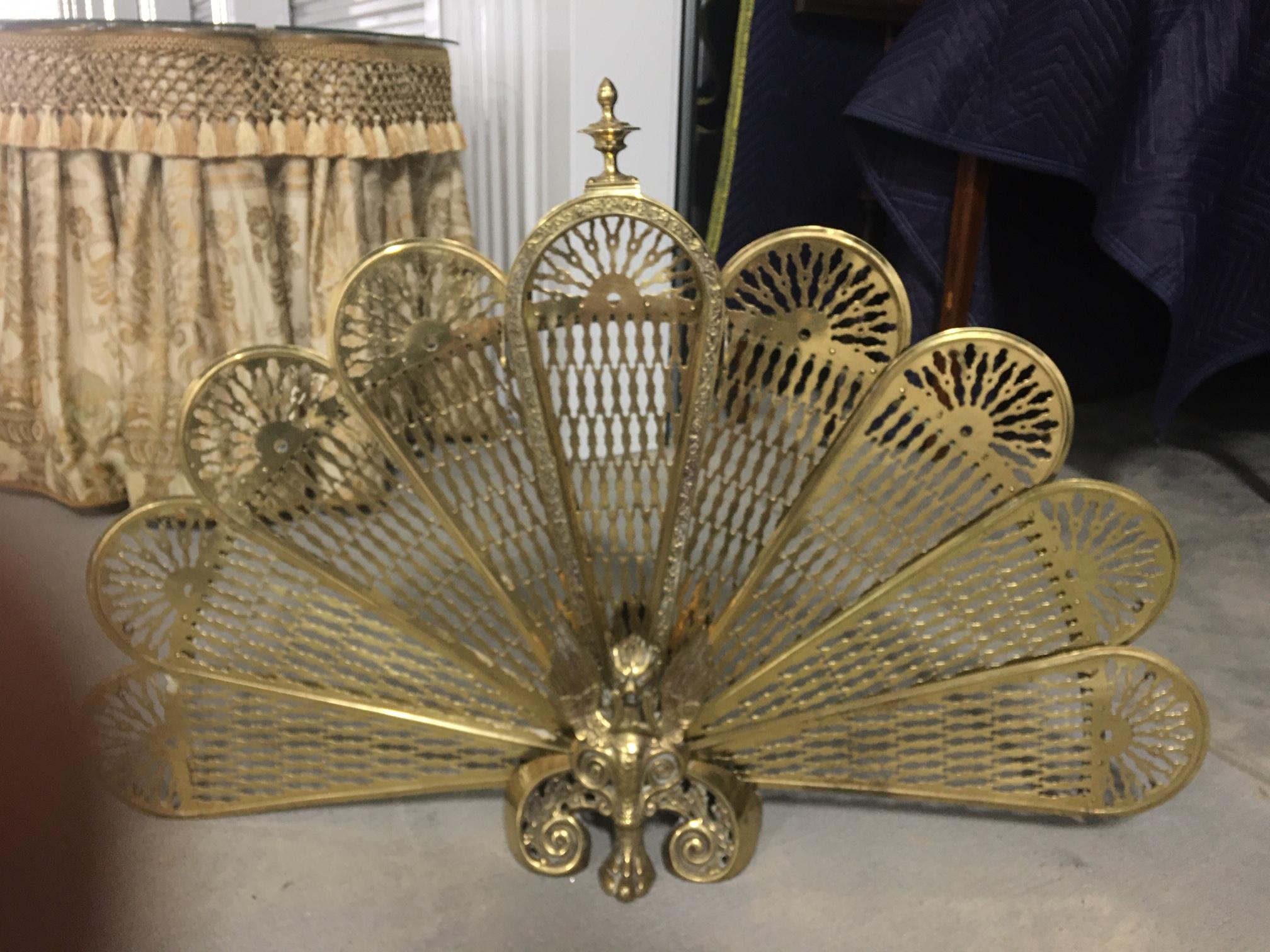 Brass Fan Screen with a Decorative Finial, 19th Century 4