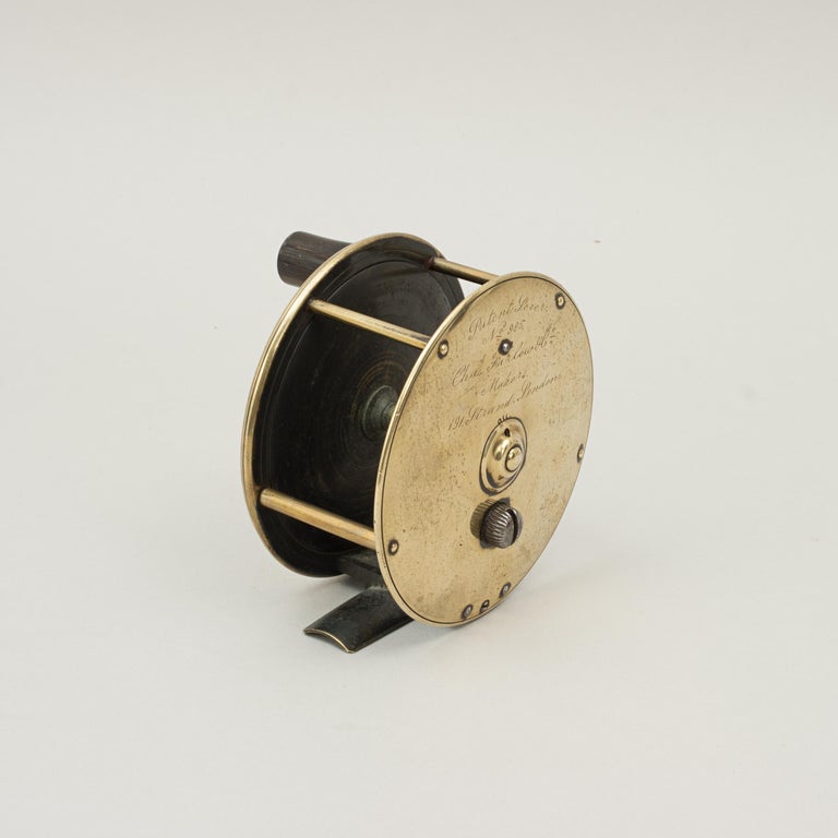Brass Farlow Salmon Fly Fishing Reel in Brass with Horn Handle at 1stDibs