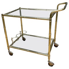 Retro Brass Faux Bamboo Bar Cart