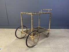 Brass faux bamboo bar cart, Orsenigo Italy, 1970s
