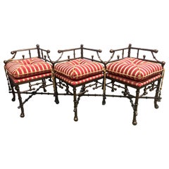 Vintage Brass Faux Bamboo Bench