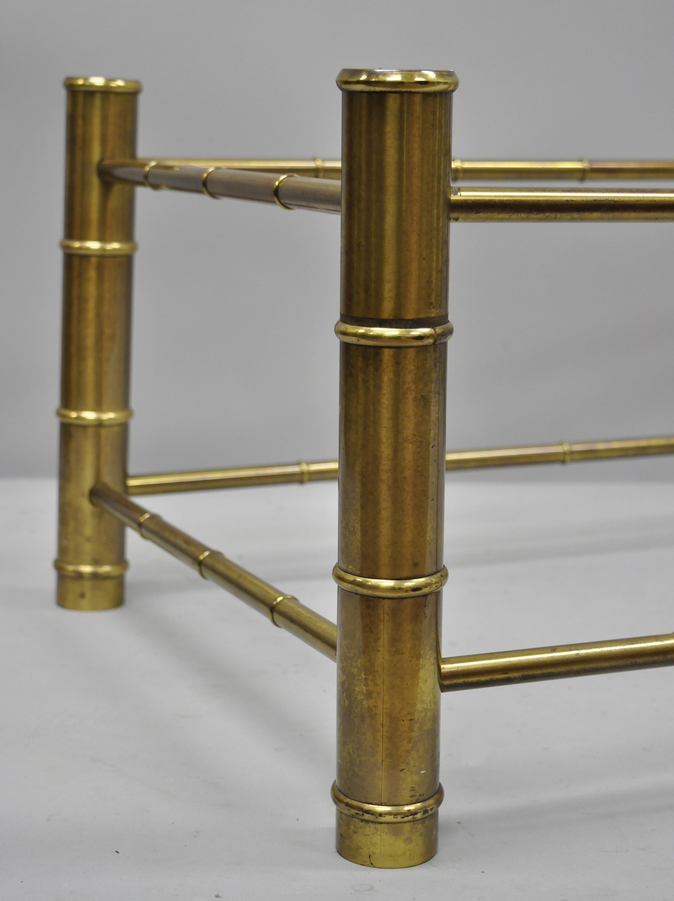 20th Century Brass Faux Bamboo Chinese Chippendale Coffee Table Base, Mastercraft Attributed