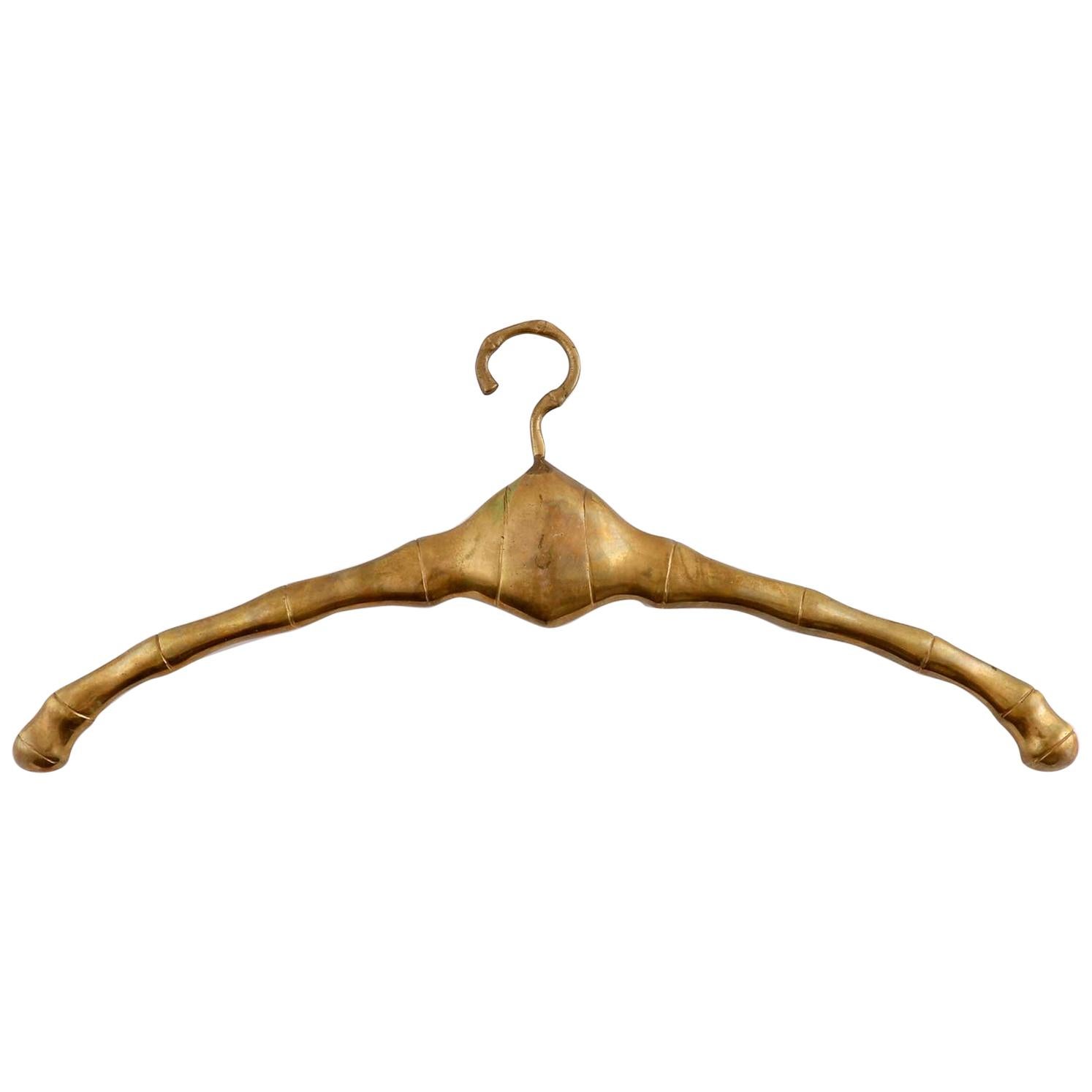 Brass Faux Bamboo Coat Clothes Hanger, 1960