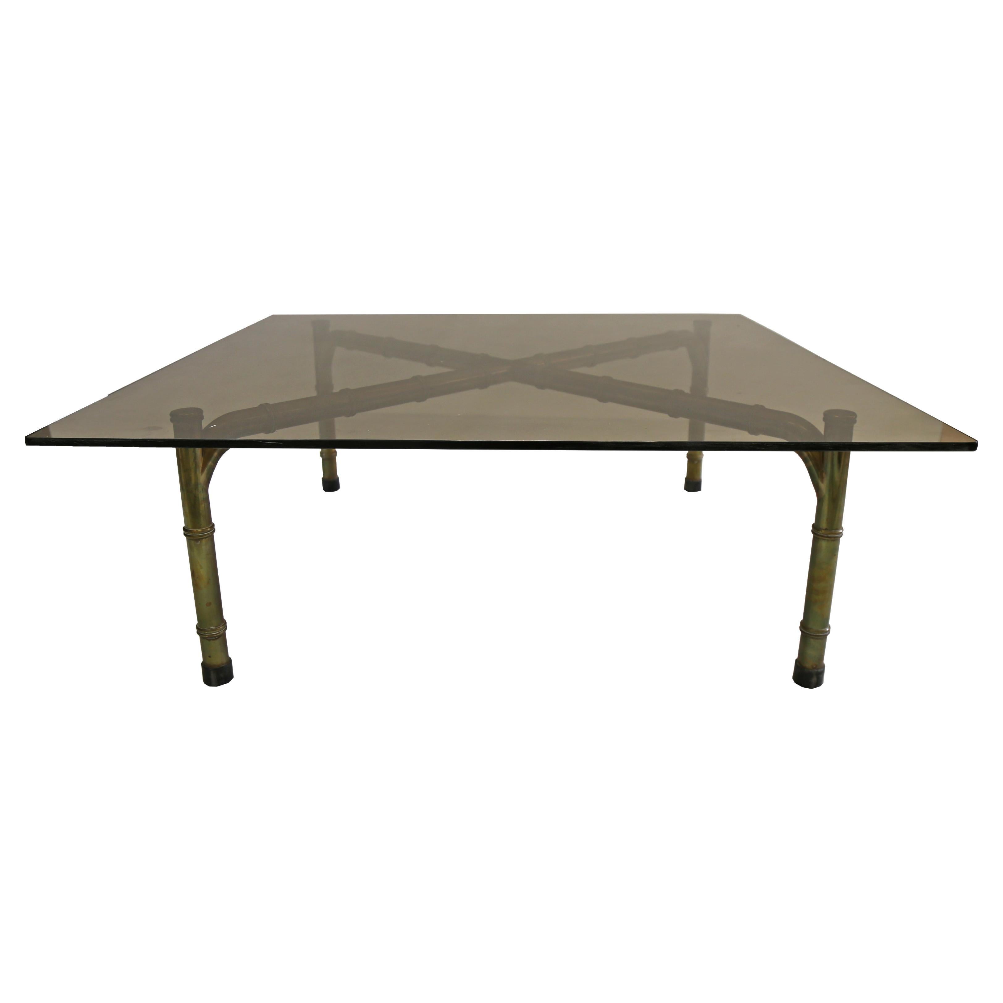 Brass Faux Bamboo Coffee Table 1960 French