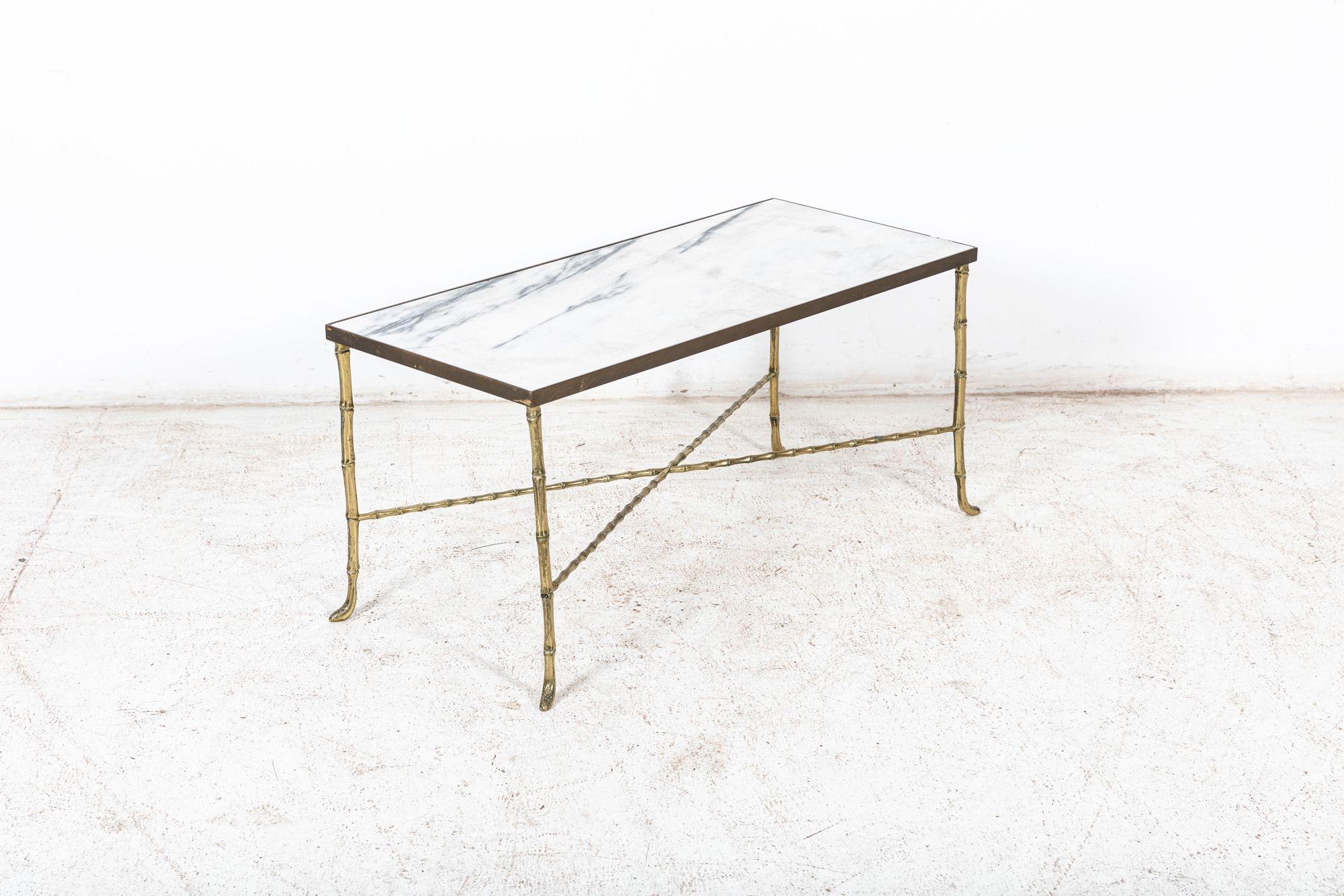 Brass Faux Bamboo Coffee Table For Sale 6
