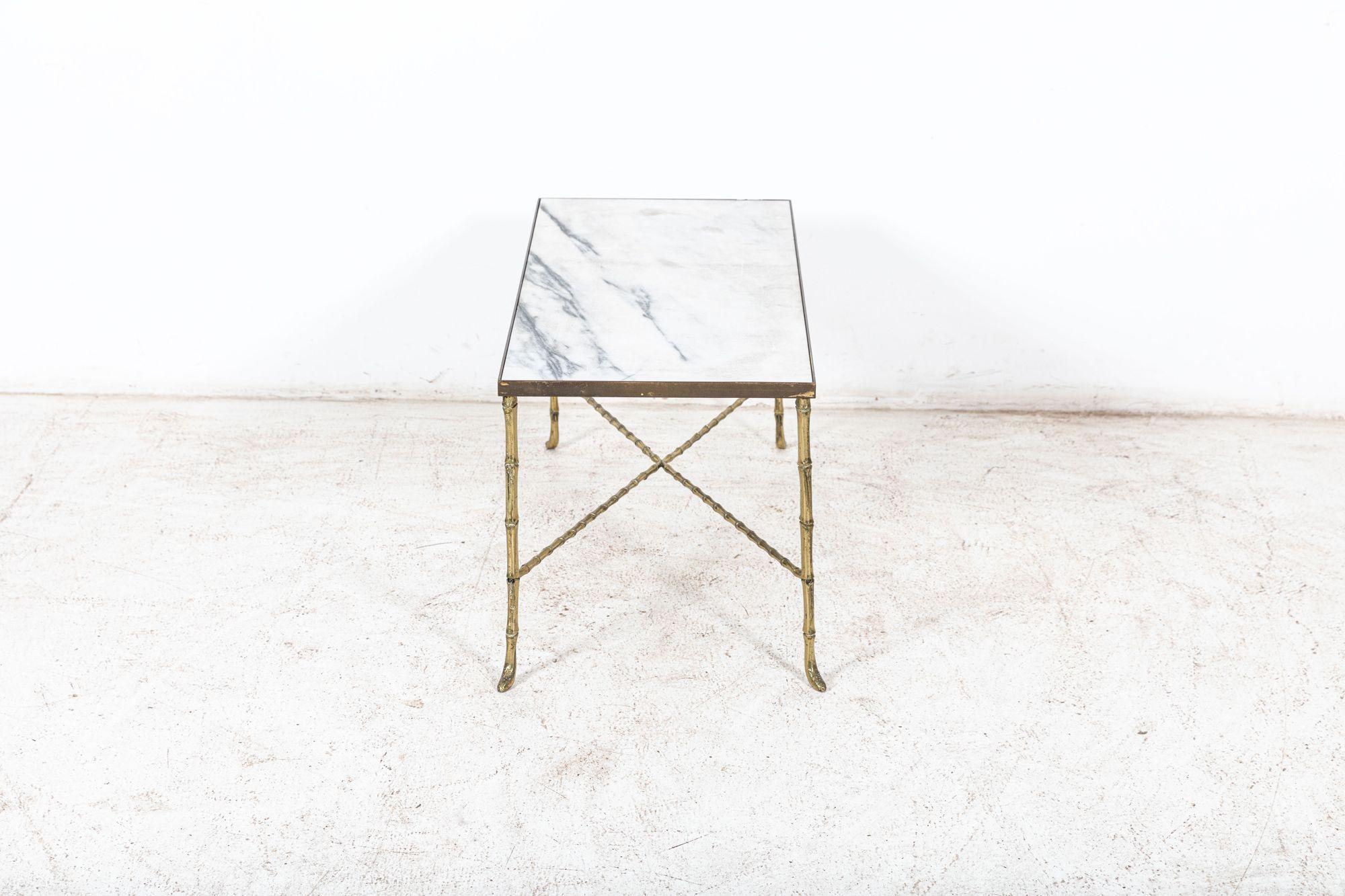 Brass Faux Bamboo Coffee Table For Sale 7