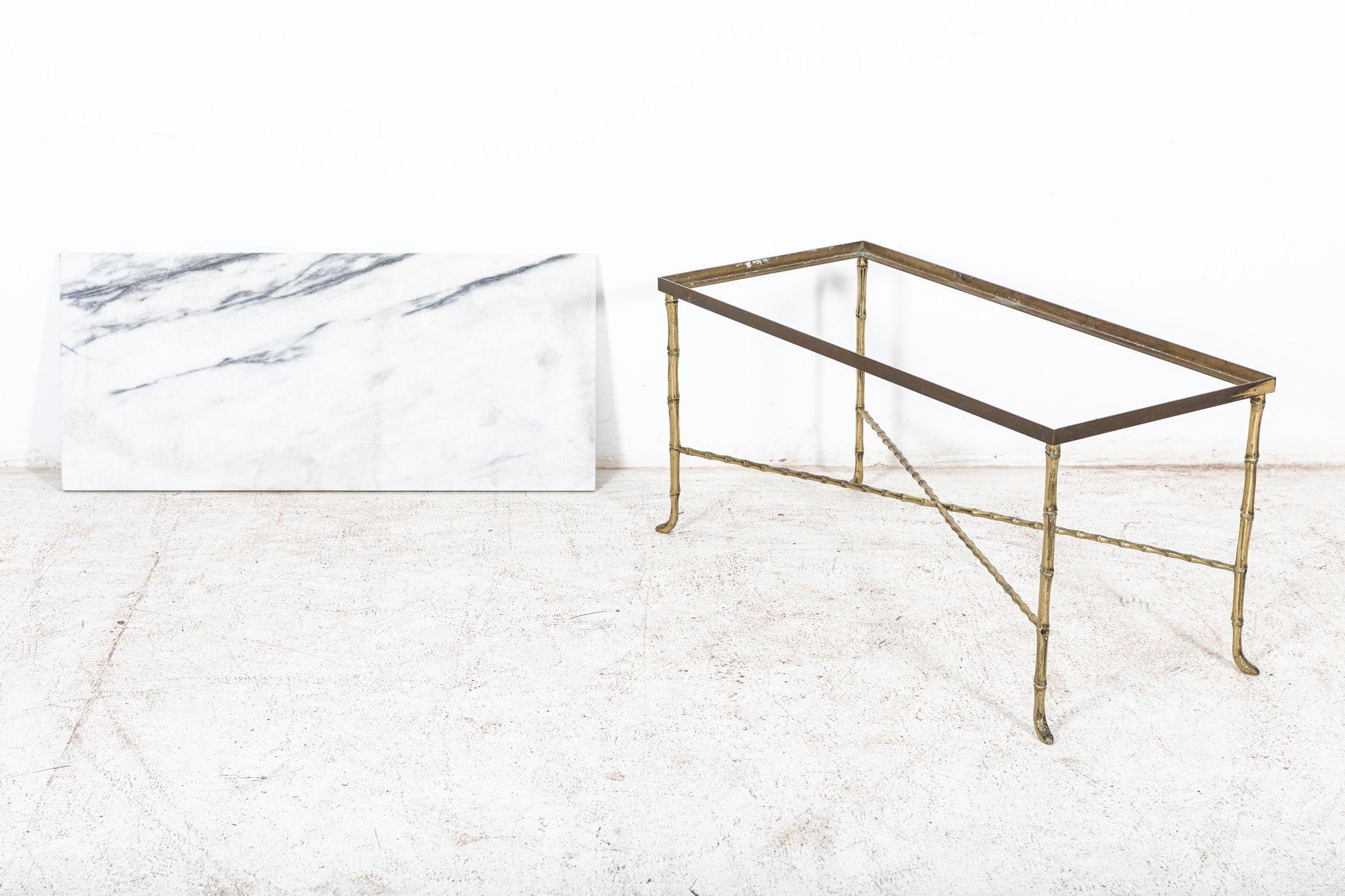 Brass Faux Bamboo Coffee Table For Sale 8