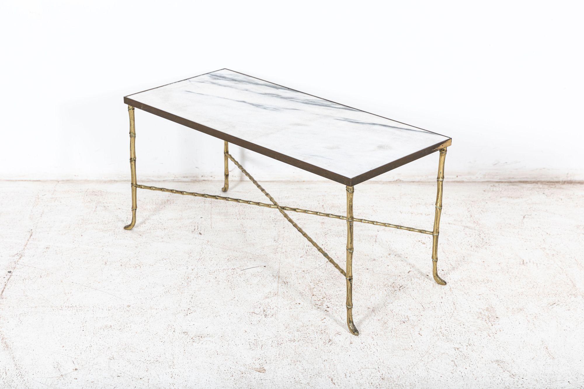 Brass Faux Bamboo Coffee Table For Sale 3