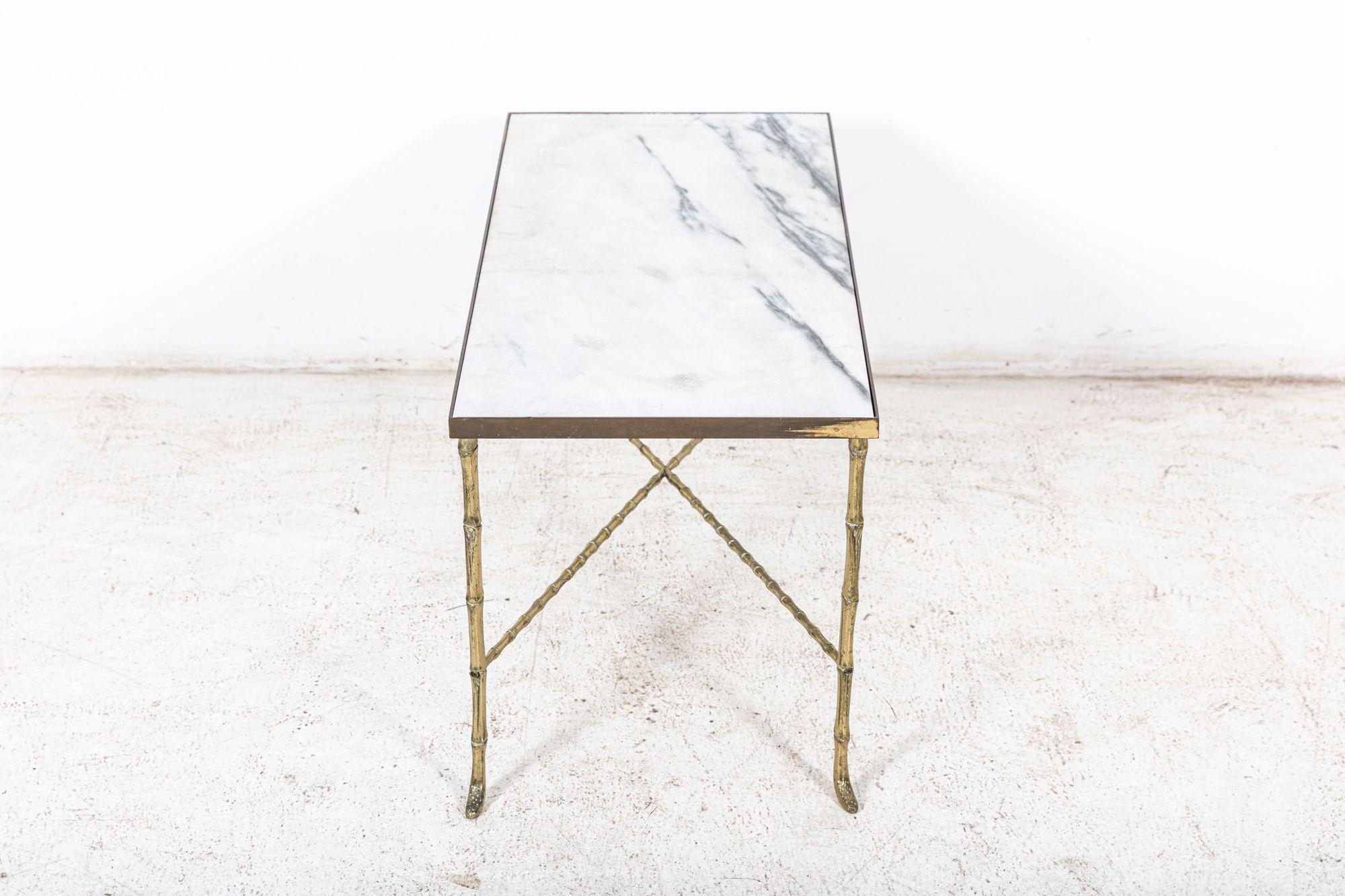Brass Faux Bamboo Coffee Table For Sale 4