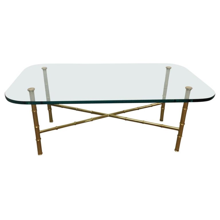 Brass Faux Bamboo Coffee Table For Sale at 1stDibs