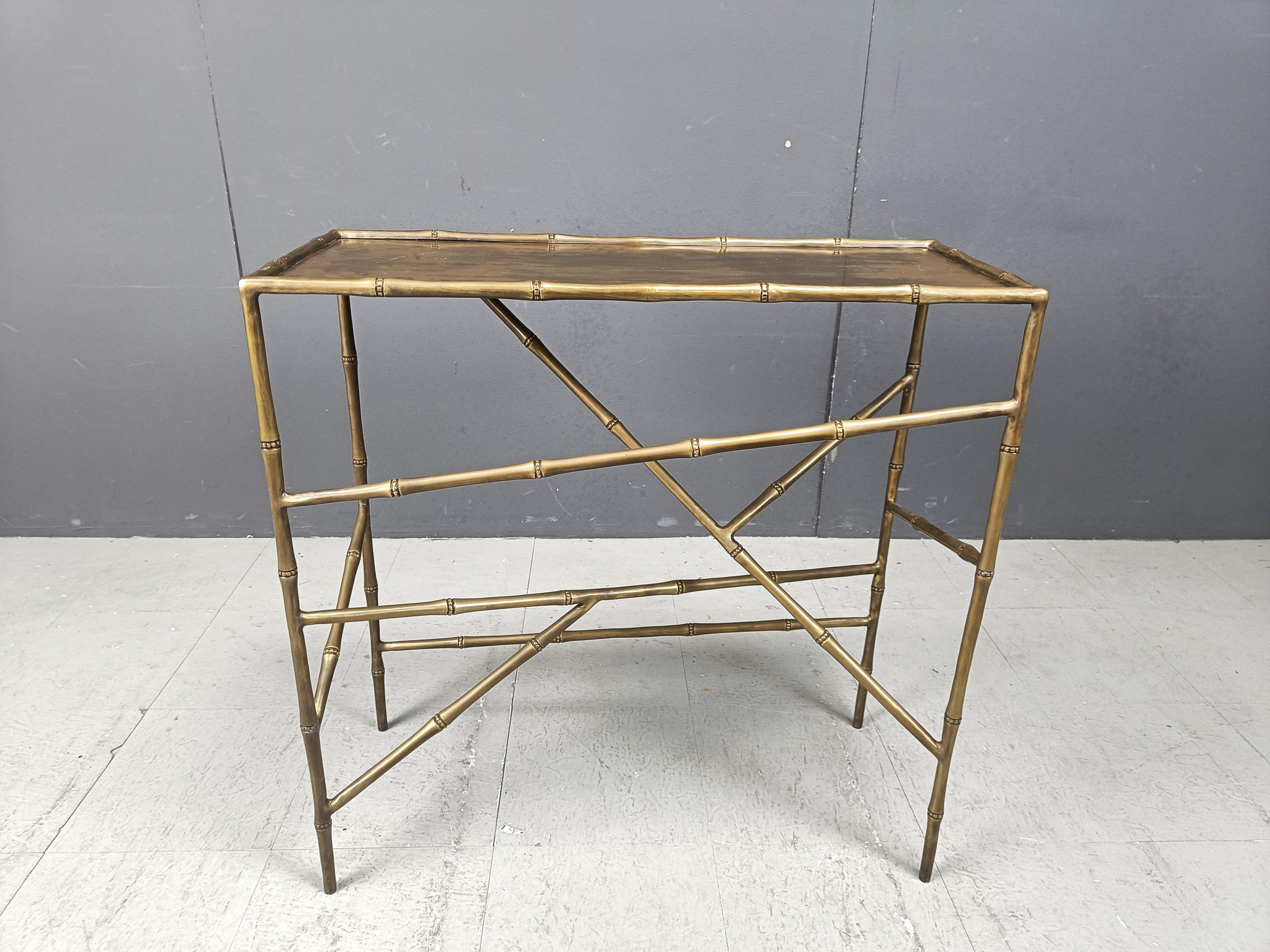 Belgian brass faux bamboo console table, 1970s