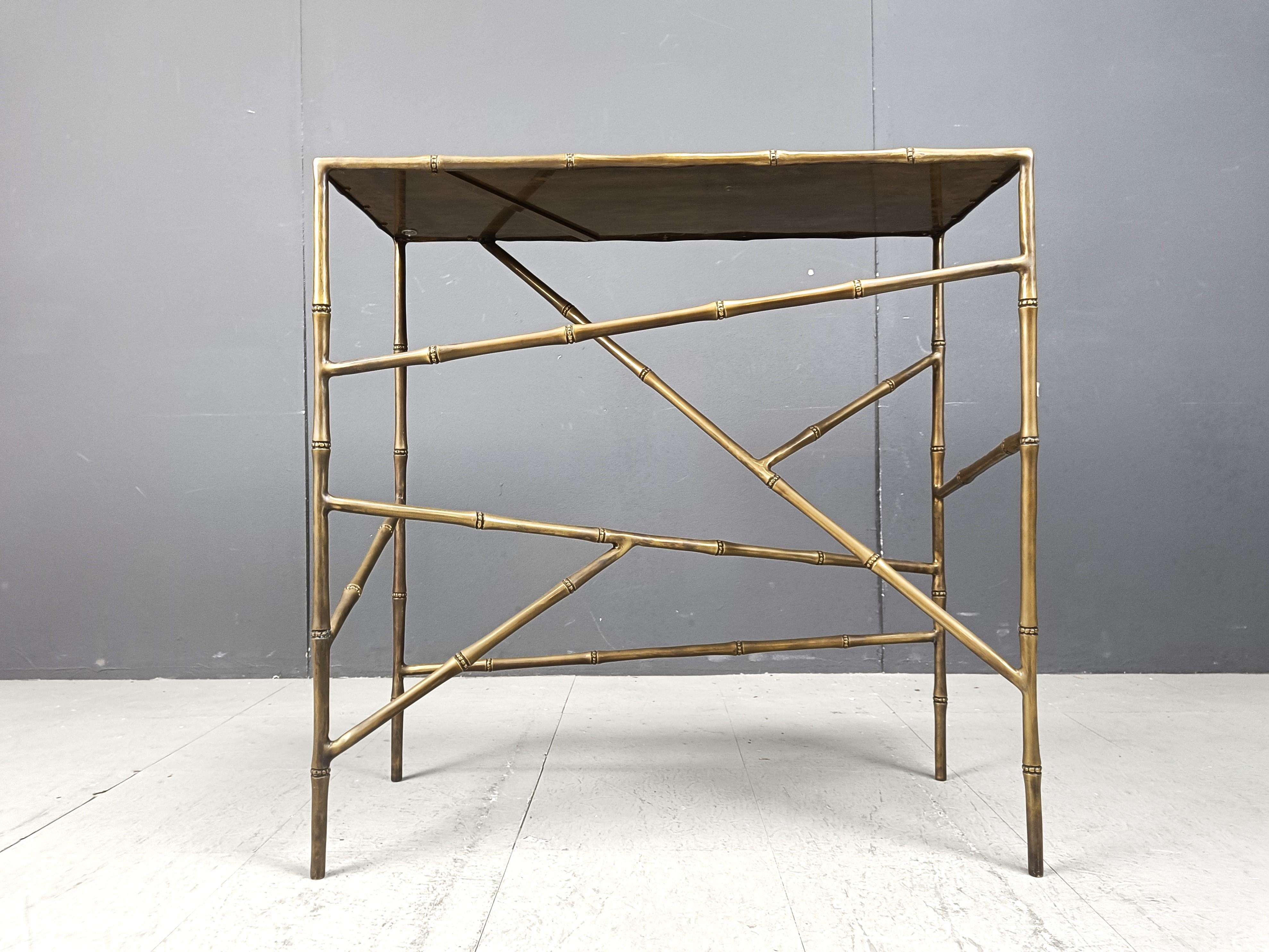 Late 20th Century brass faux bamboo console table, 1970s