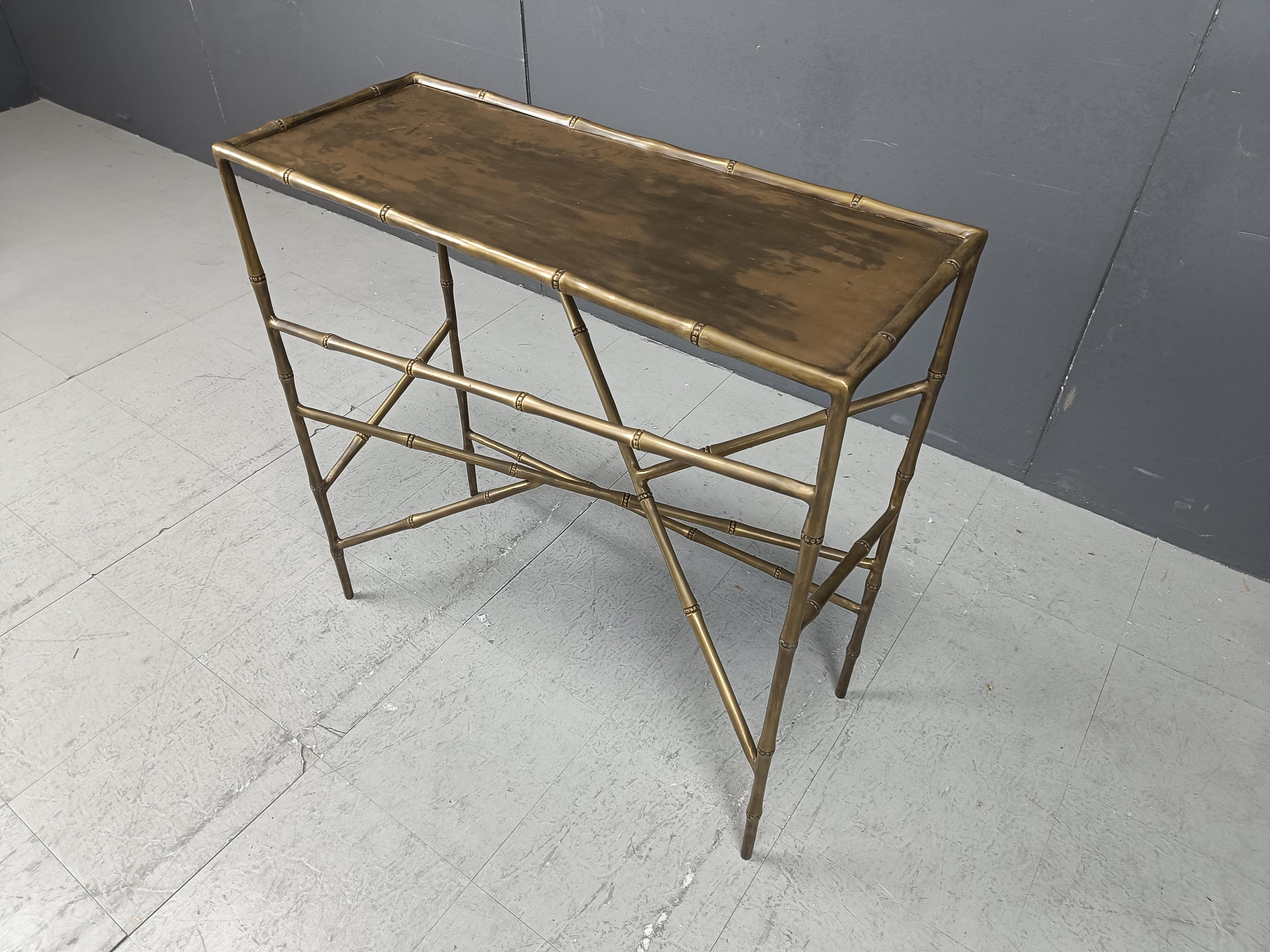 Brass brass faux bamboo console table, 1970s