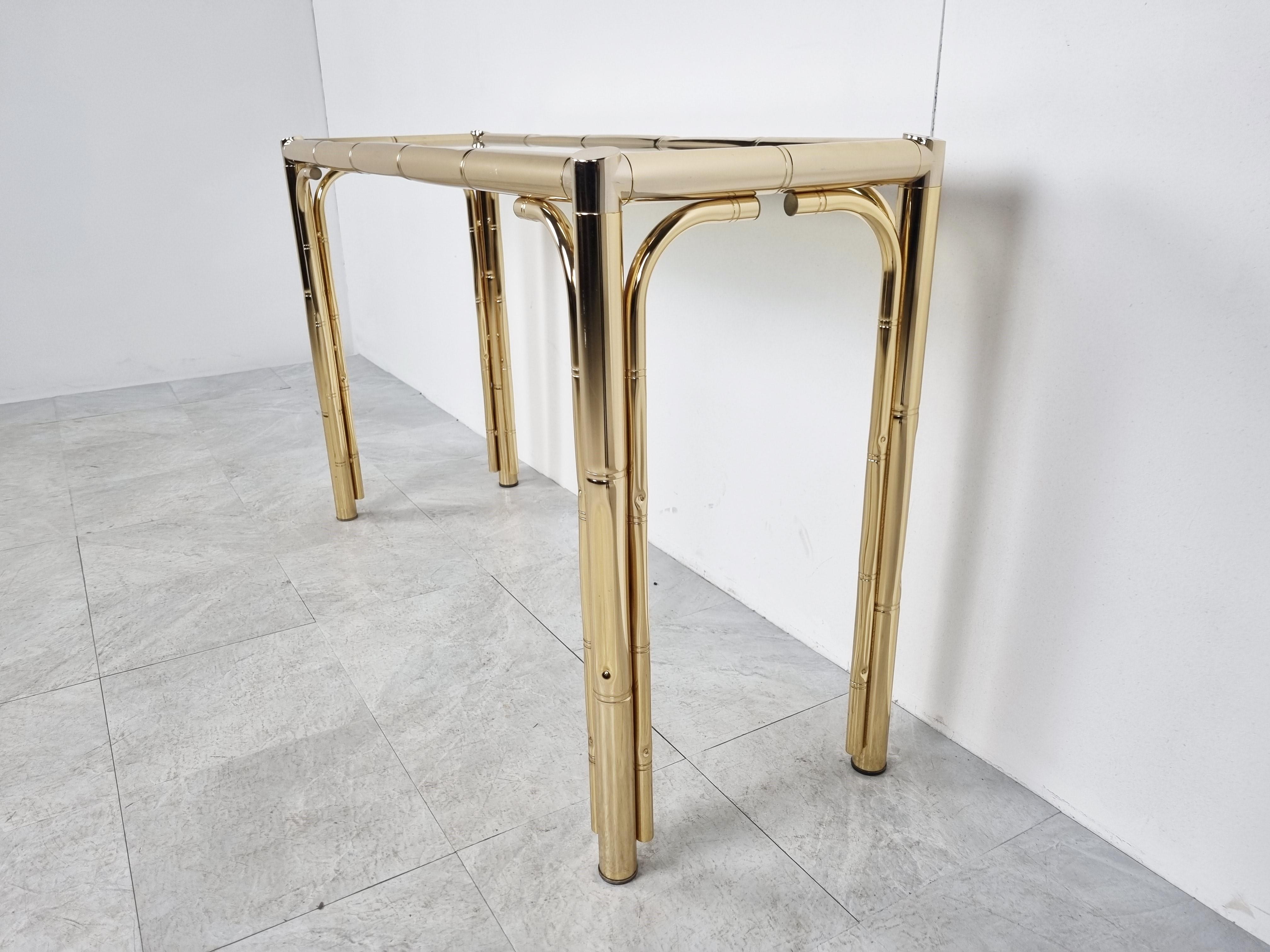 Brass Faux Bamboo Console Table, 1970s 2